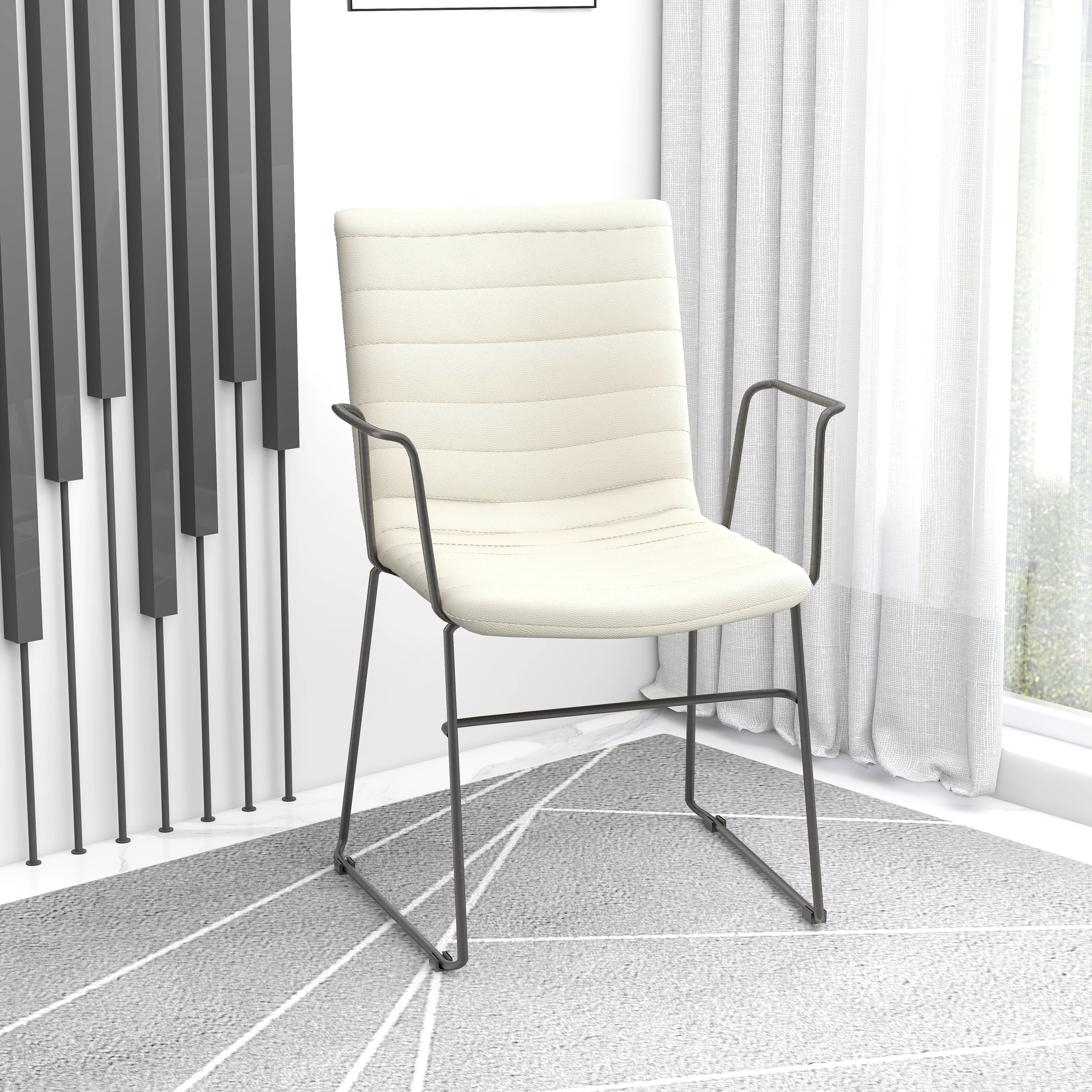 Zylar Series Office Guest Arm Chair in Tan Leather