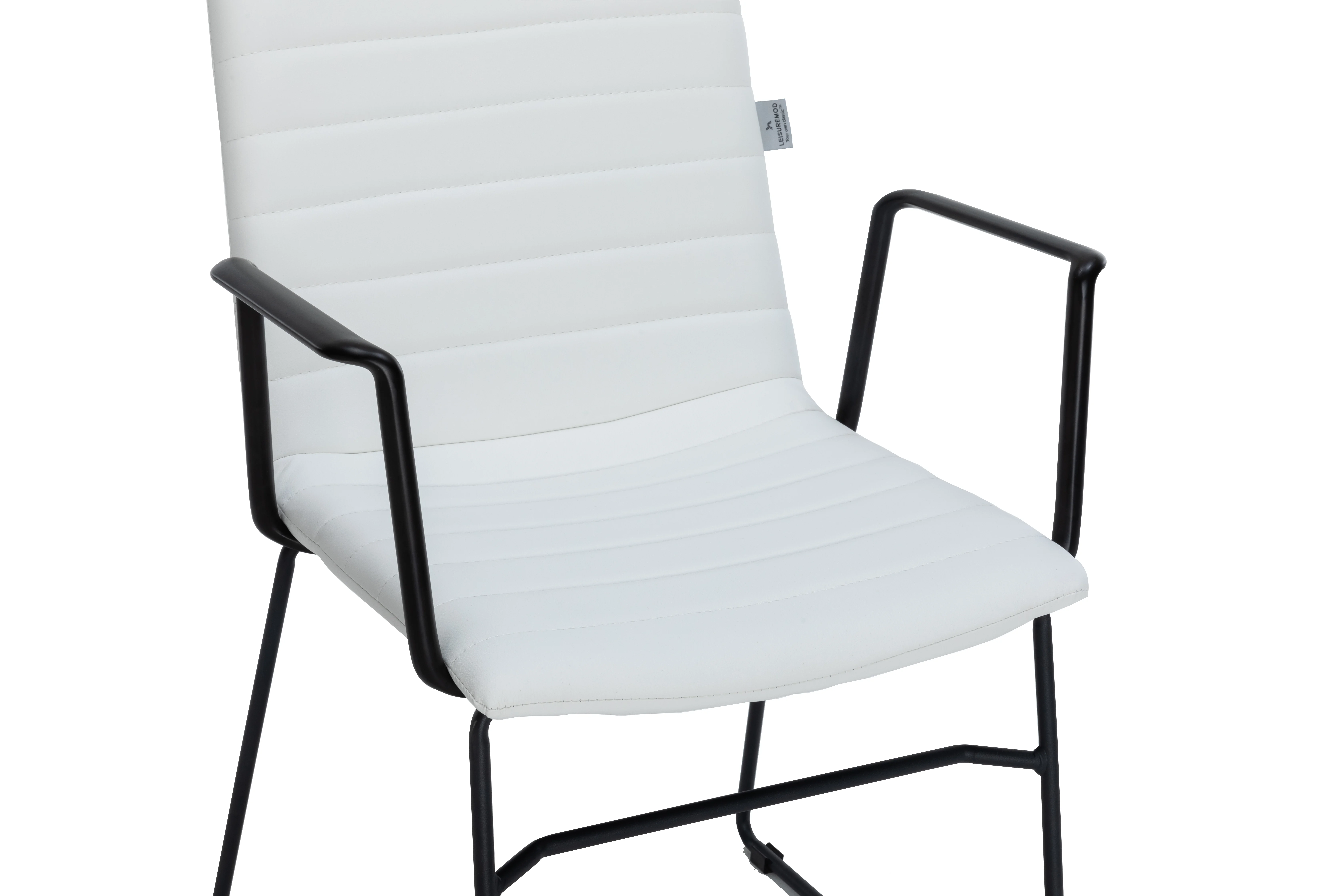 Zylar Series Office Guest Arm Chair in White Leather