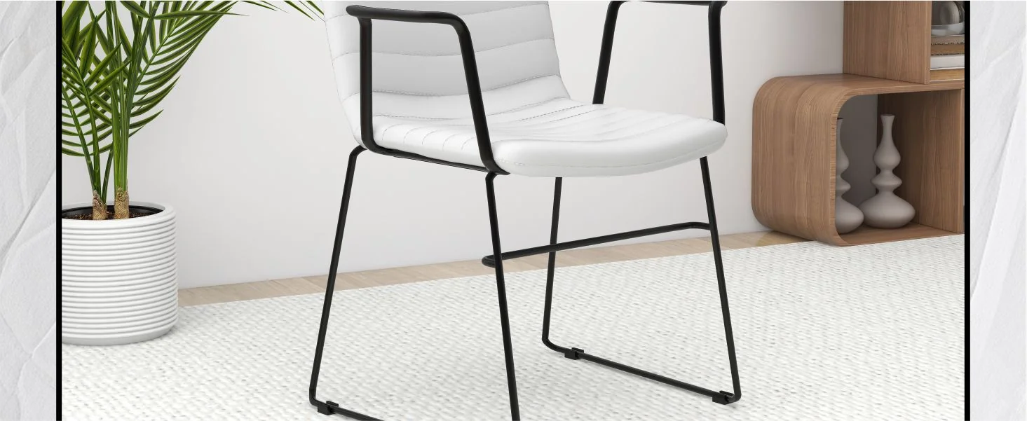 Zylar Series Office Guest Arm Chair in White Leather