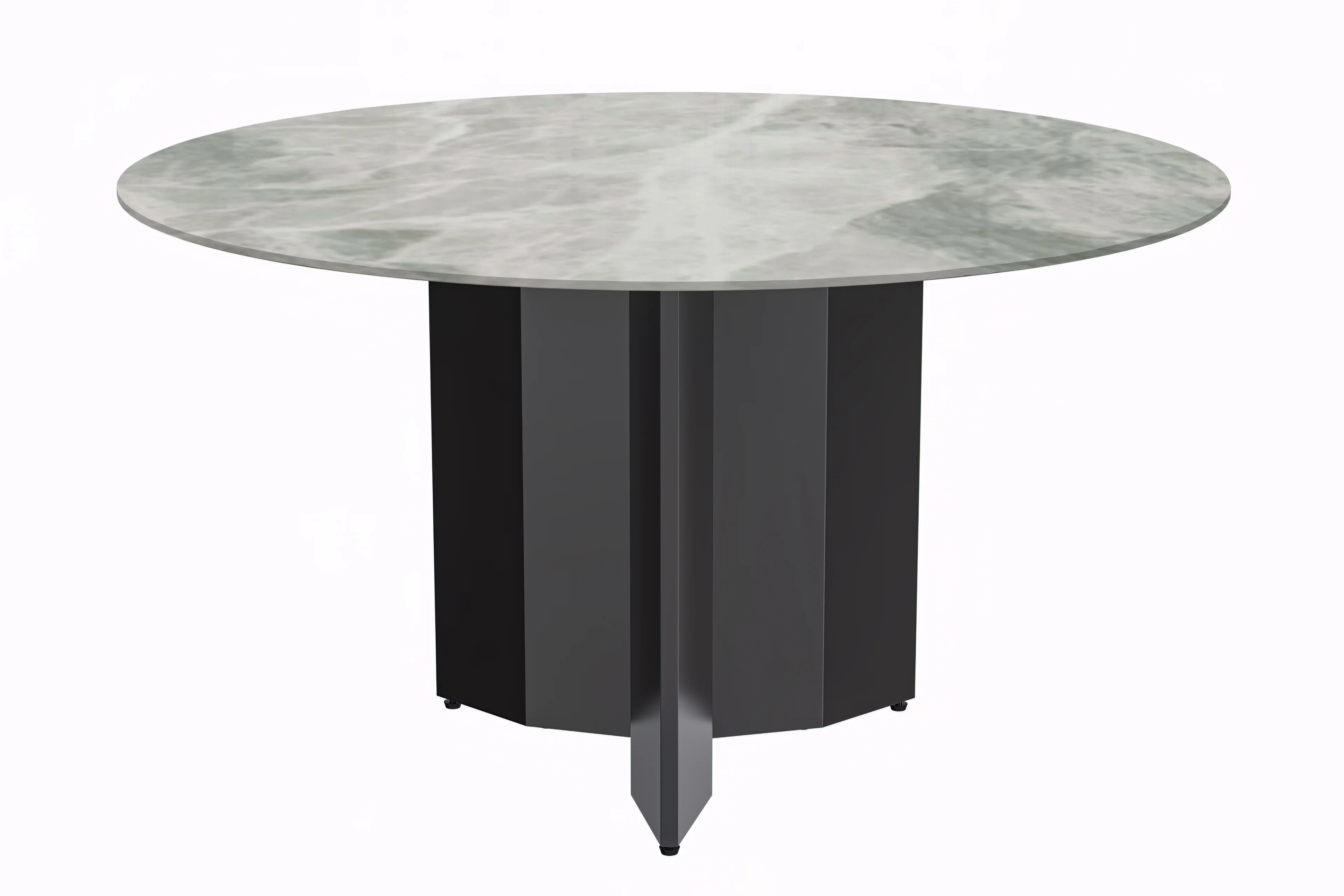 Zevro Series Round Dining Table Black Base with 60 Round Light Grey Sintered Stone Top