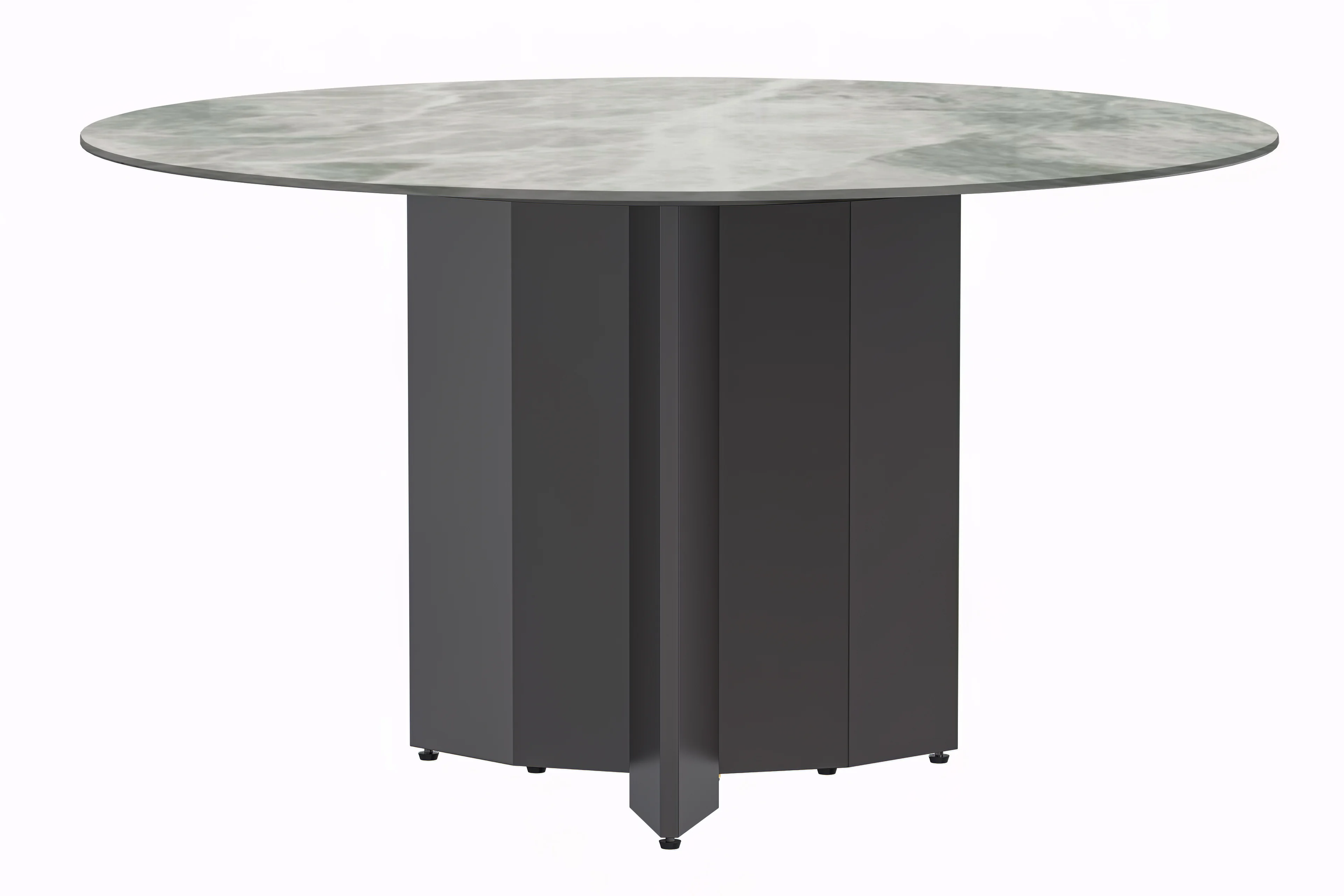 Zevro Series Round Dining Table Black Base with 60 Round Light Grey Sintered Stone Top