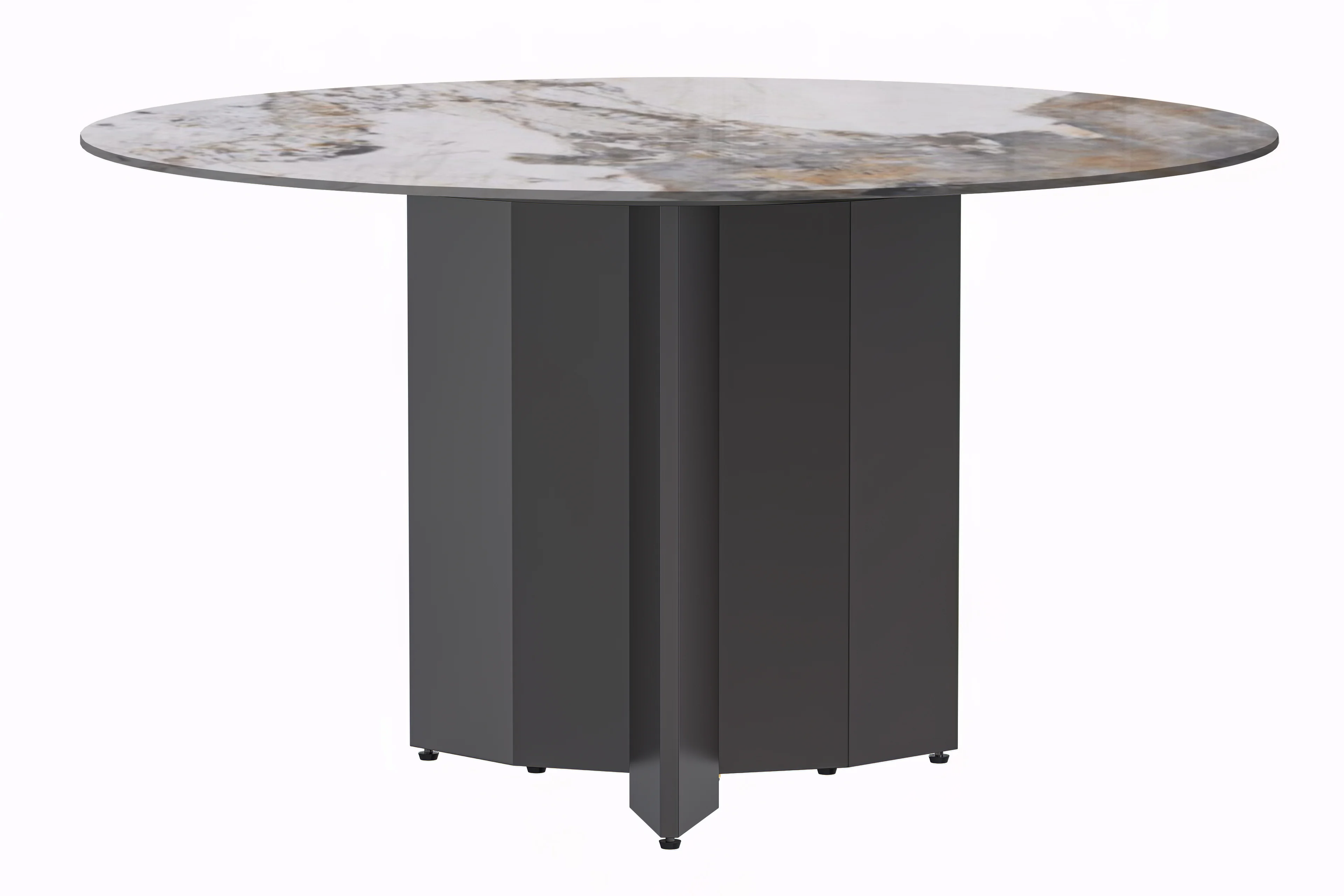 Zevro Series Round Dining Table Black Base with 60 Round Medium Grey Sintered Stone Top