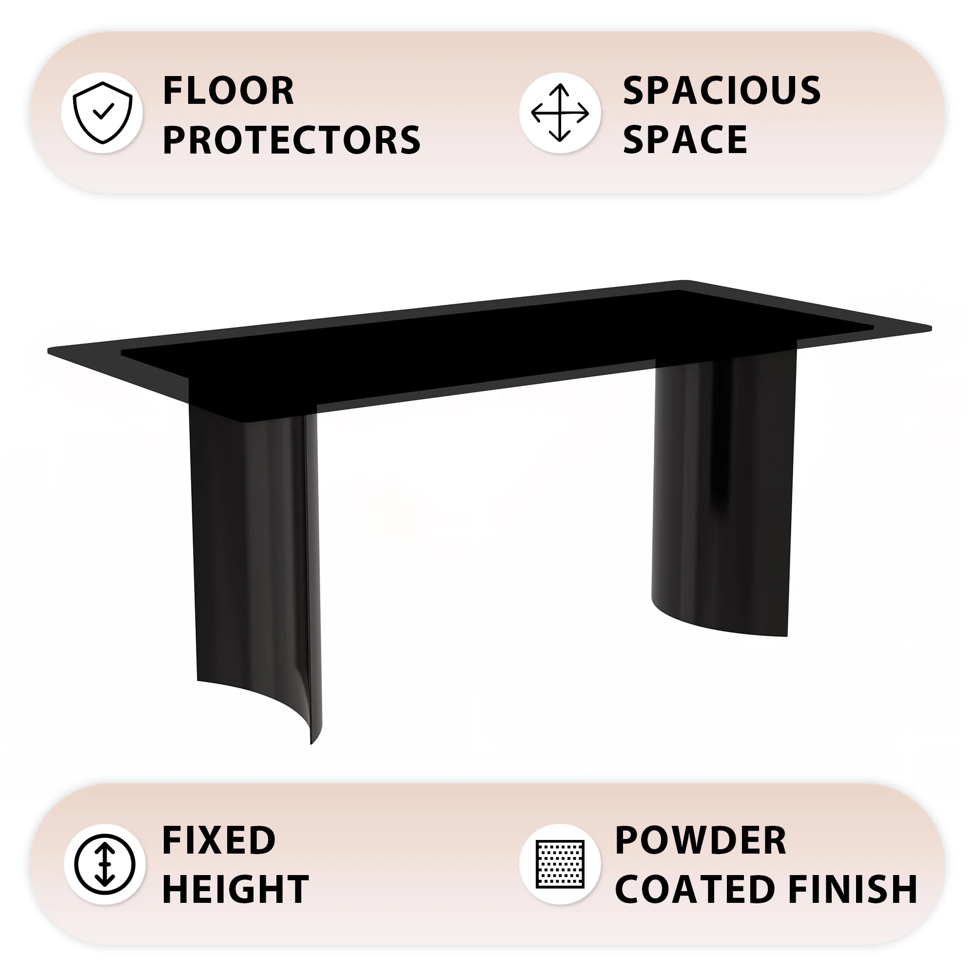 Zevro Series Round Dining Table Black Base with 60 Round Solid White Sintered Stone Top