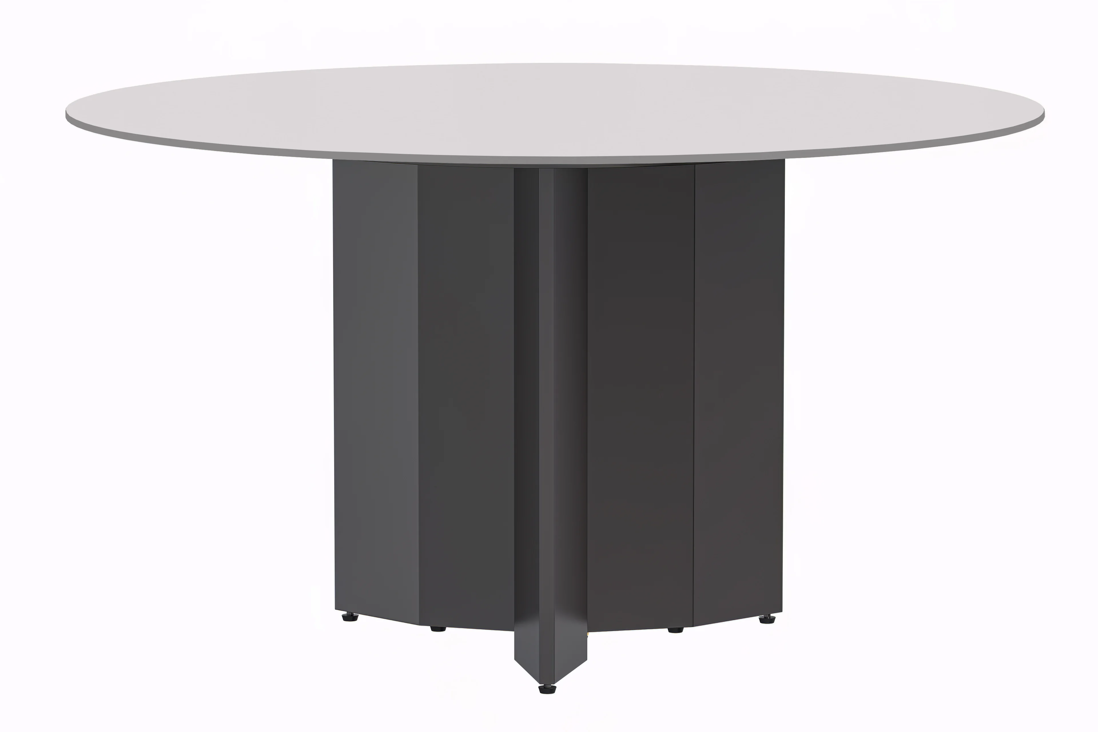 Zevro Series Round Dining Table Black Base with 60 Round Solid White Sintered Stone Top
