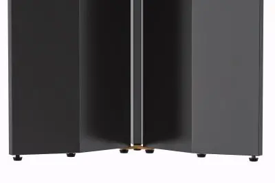 Zevro Series Round Dining Table Black Base with 60 Round White/Gold Sintered Stone Top