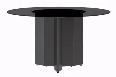 Zevro Series Round Dining Table Black Base with 71 Round BLack Glass Top