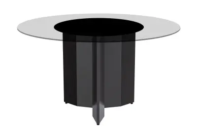 Zevro Series Round Dining Table Black Base with 71 Round Clear Glass Top