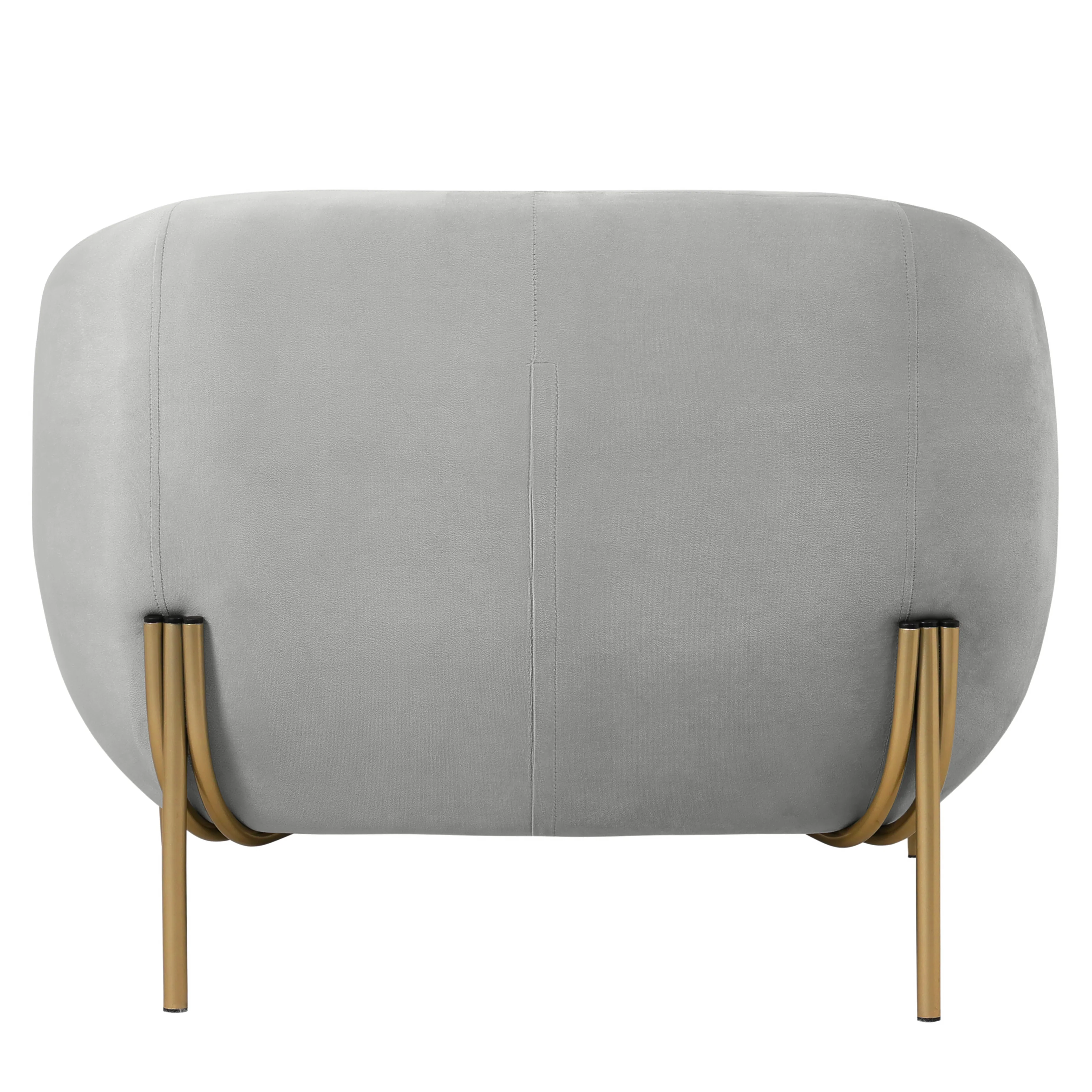 Zuno Collection Modern Single Seater Sofa in Light Grey Velvet
