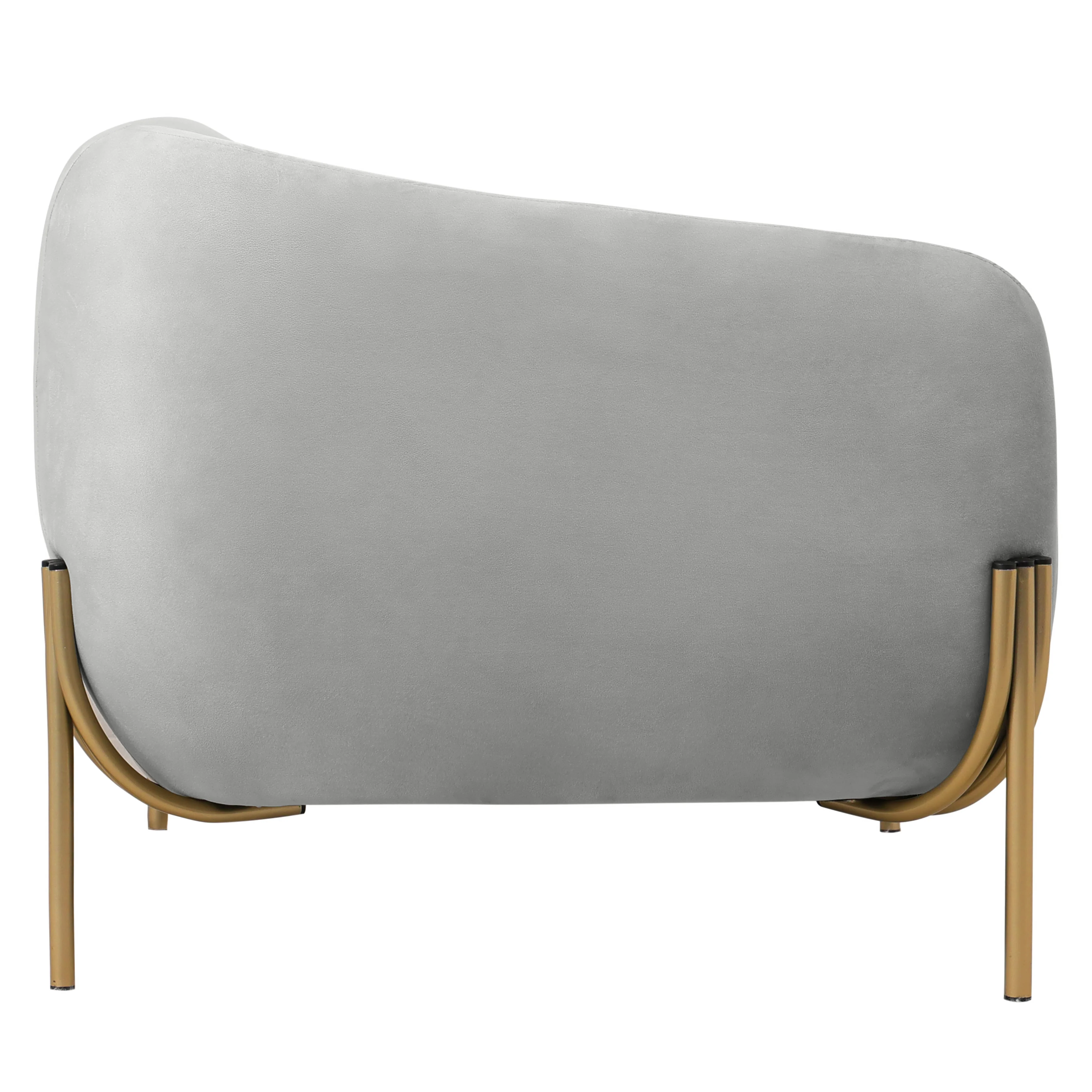Zuno Collection Modern Single Seater Sofa in Light Grey Velvet
