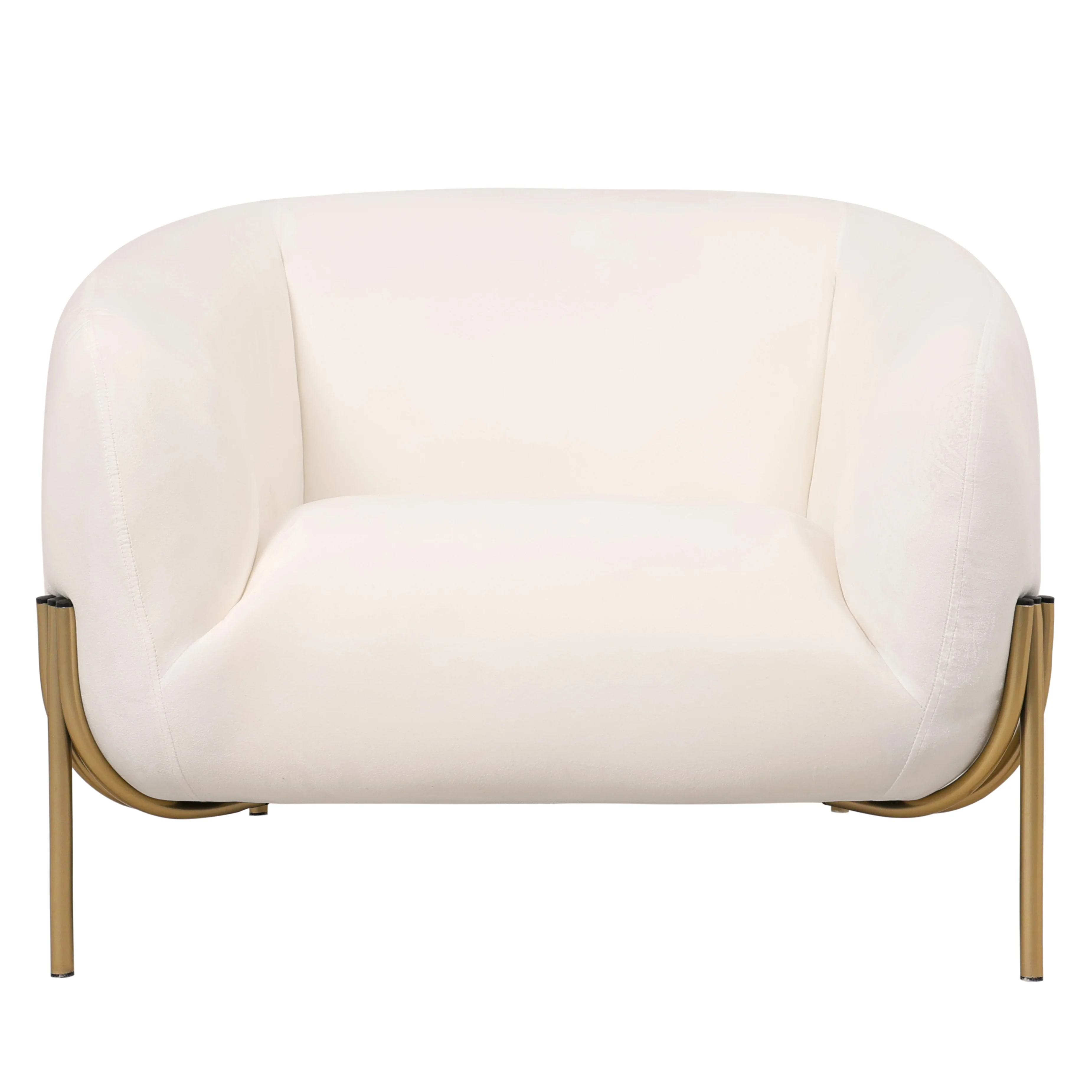 Zuno Collection Modern Single Seater Sofa in White Velvet