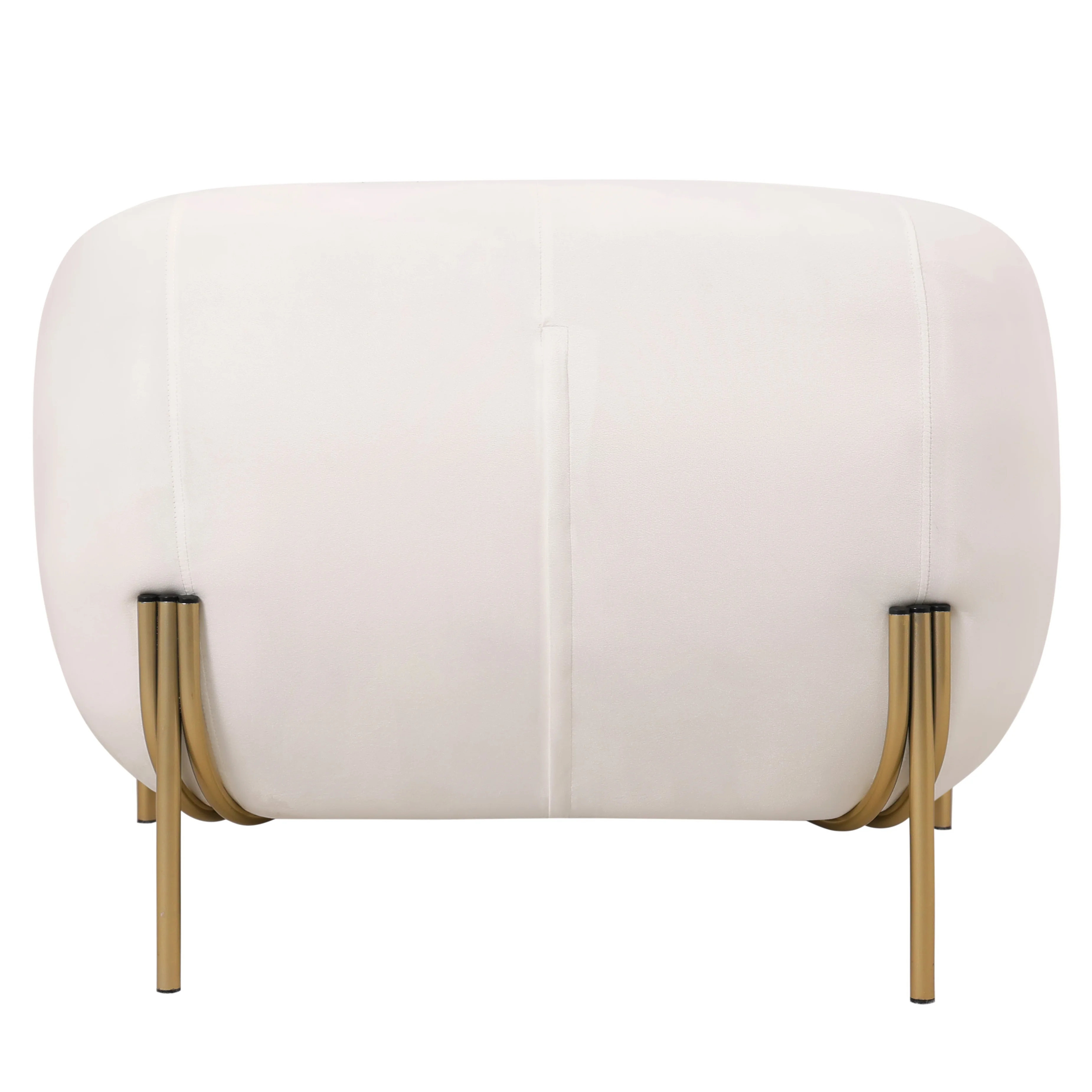 Zuno Collection Modern Single Seater Sofa in White Velvet