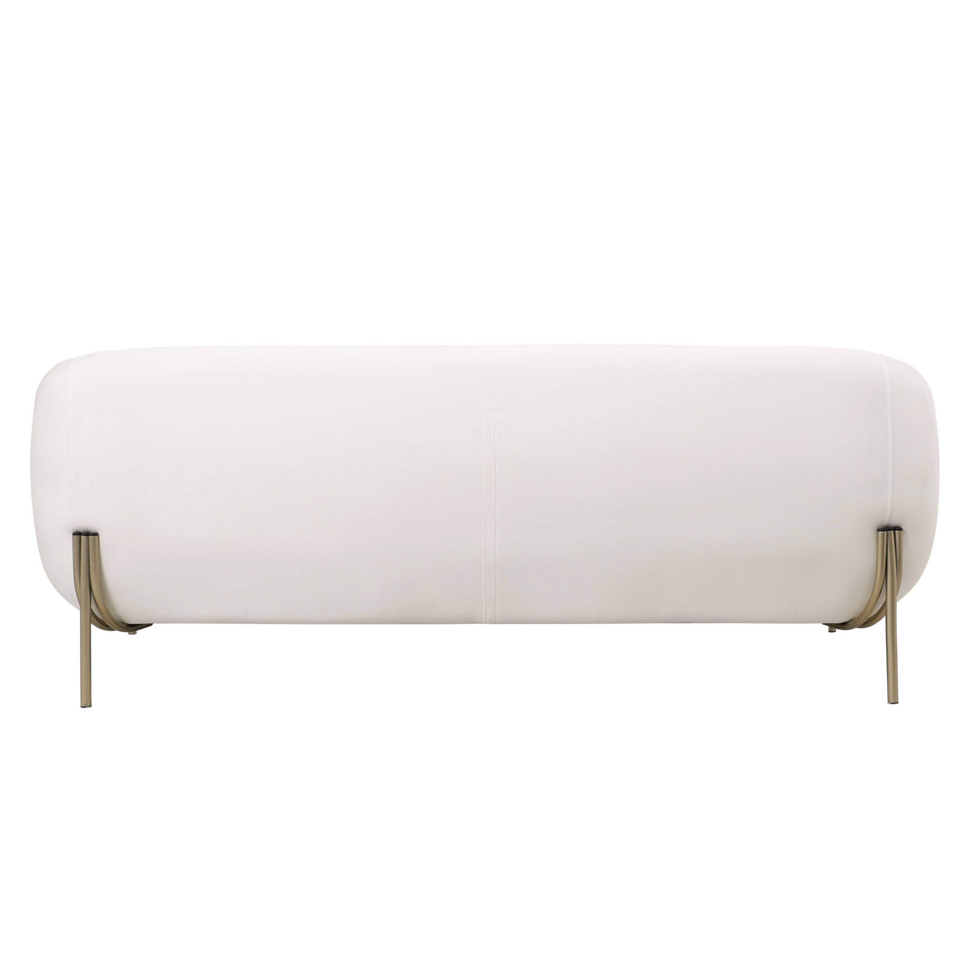 Zuno Three-Seater Sofa Upholstered in Velvet Wide Couch with Powder-Coated Gold Iron Legs Padded Seat