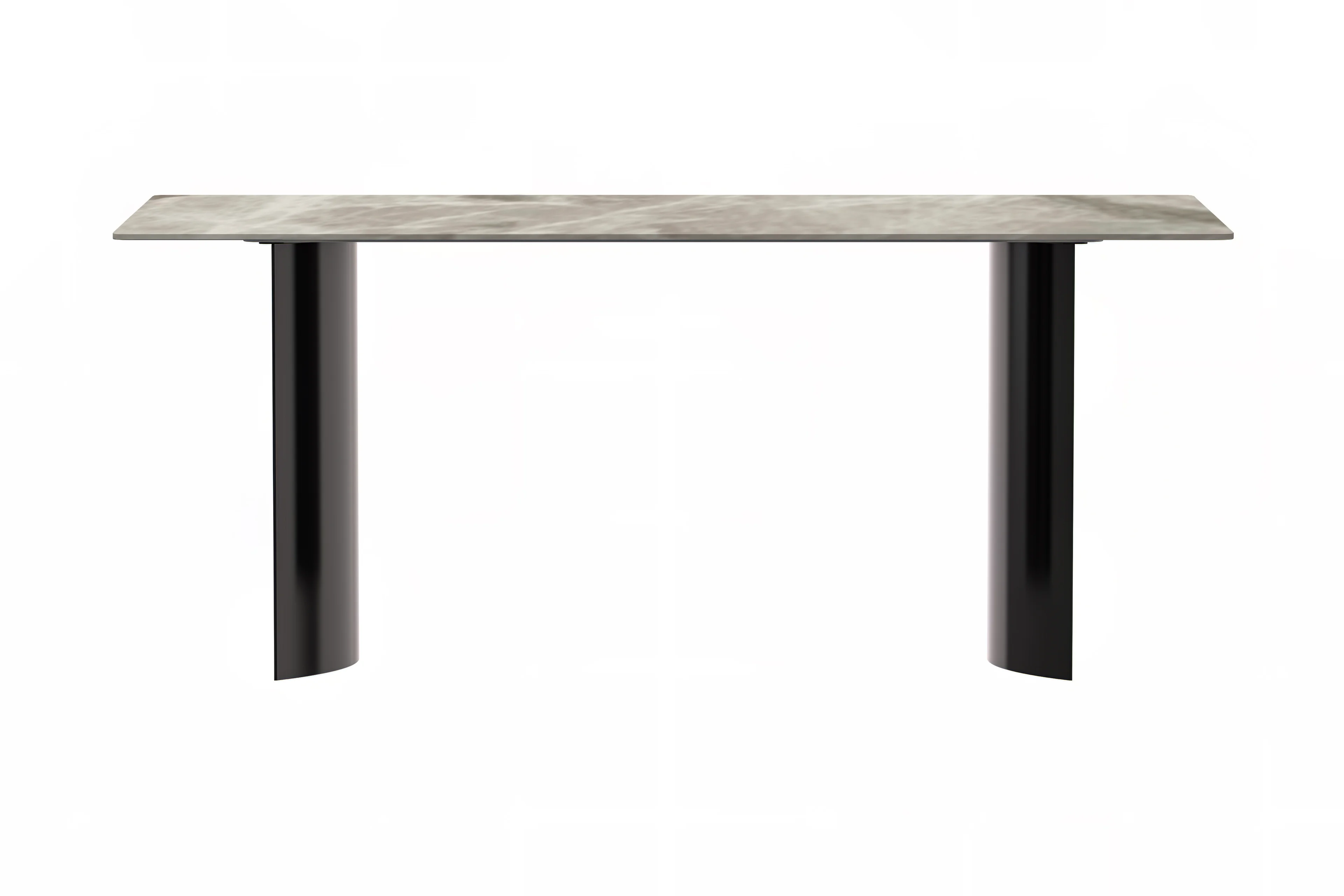Zara Series Modern Dining Table Black Stainless Steel Base, With 62 Deep Grey Sintered Stone Top