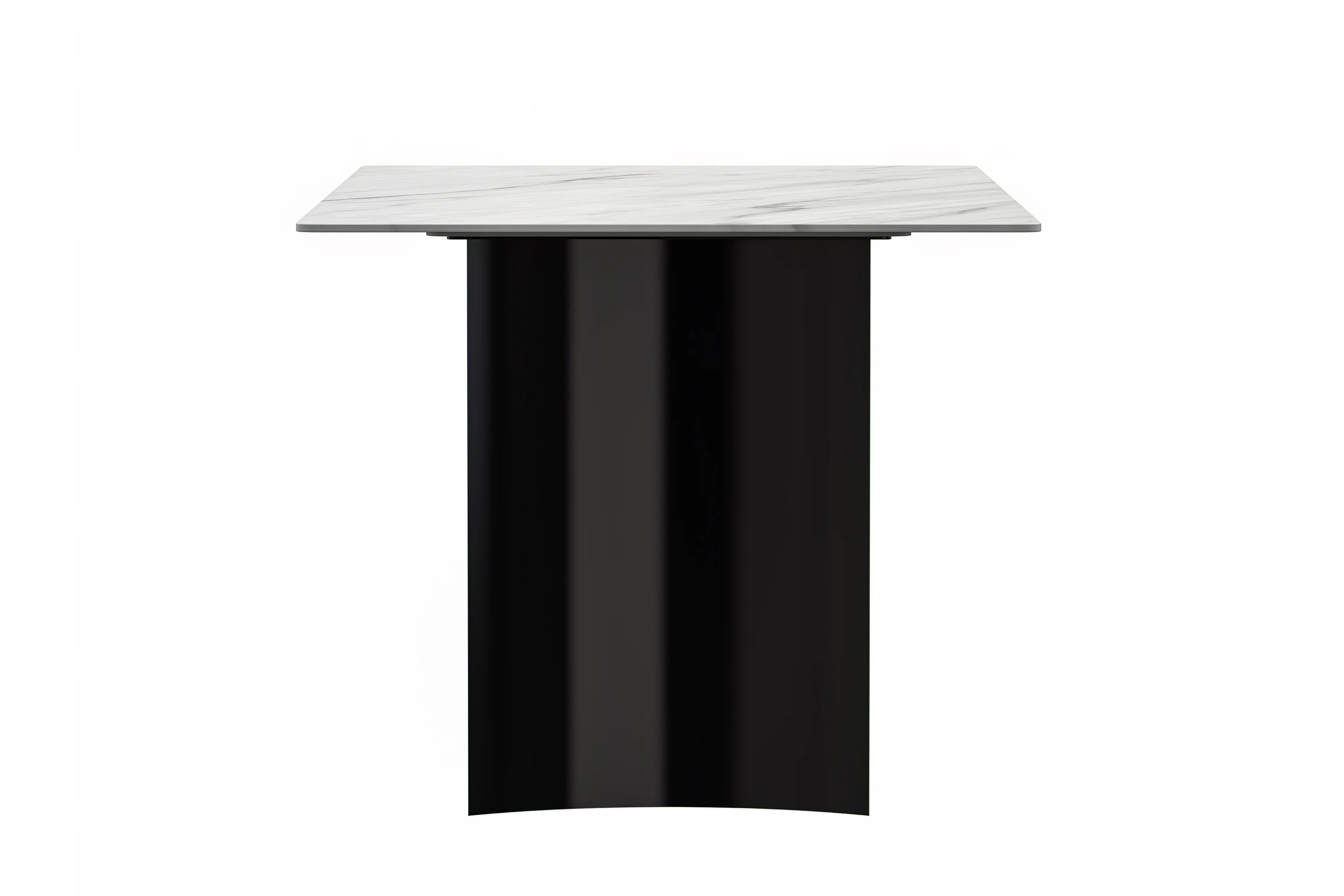 Zara Series Modern Dining Table Black Stainless Steel Base, With 71 White Sintered Stone Top