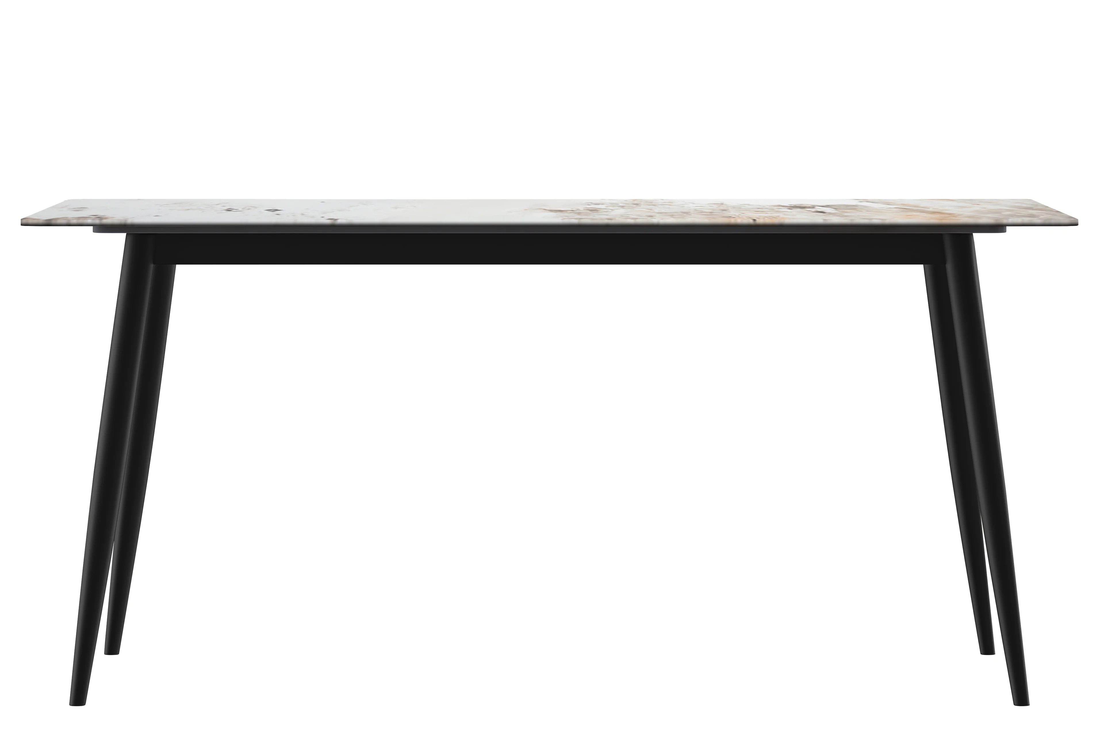 Zayle Series Modern Dining Table Black Base, With 55 White Grey Sintered Stone Top