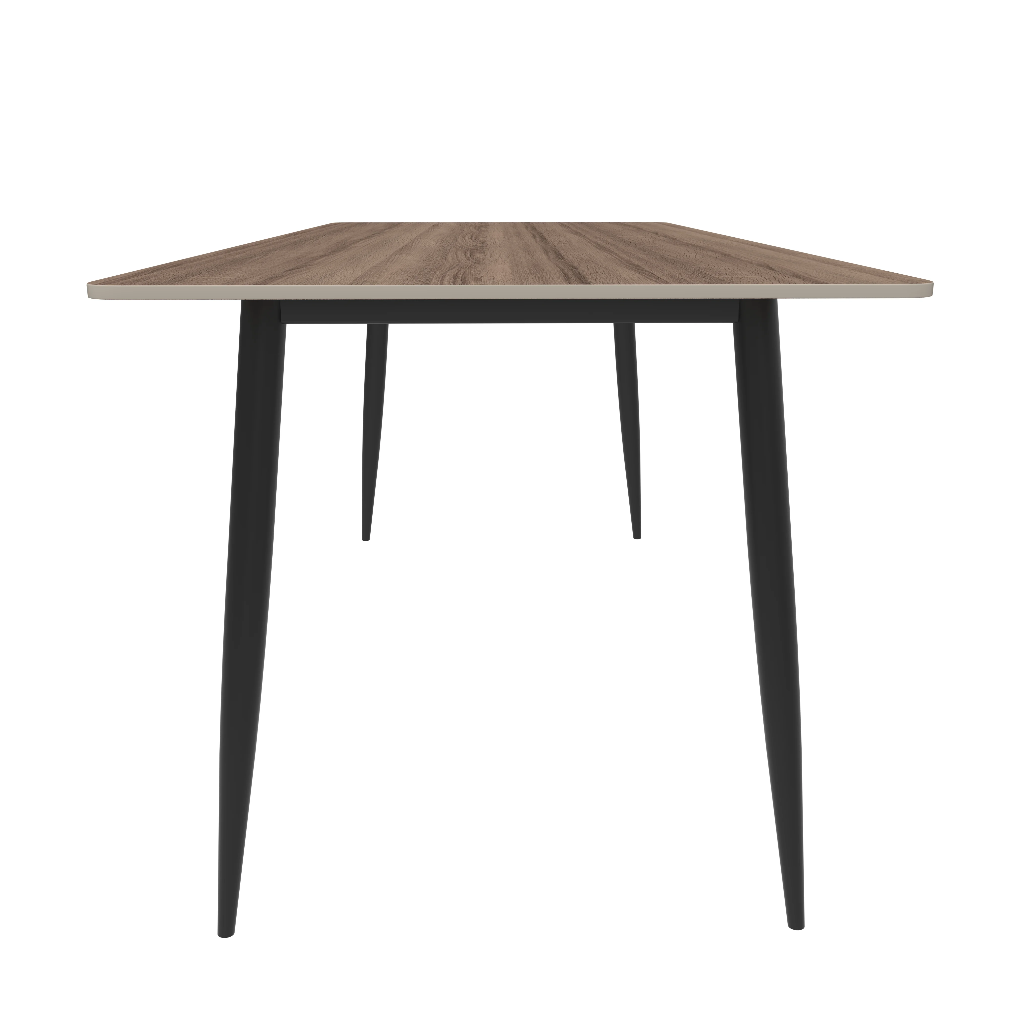 Zayle 55" Rectangle Sintered Stone Dining Table in Red Oak with Black Base