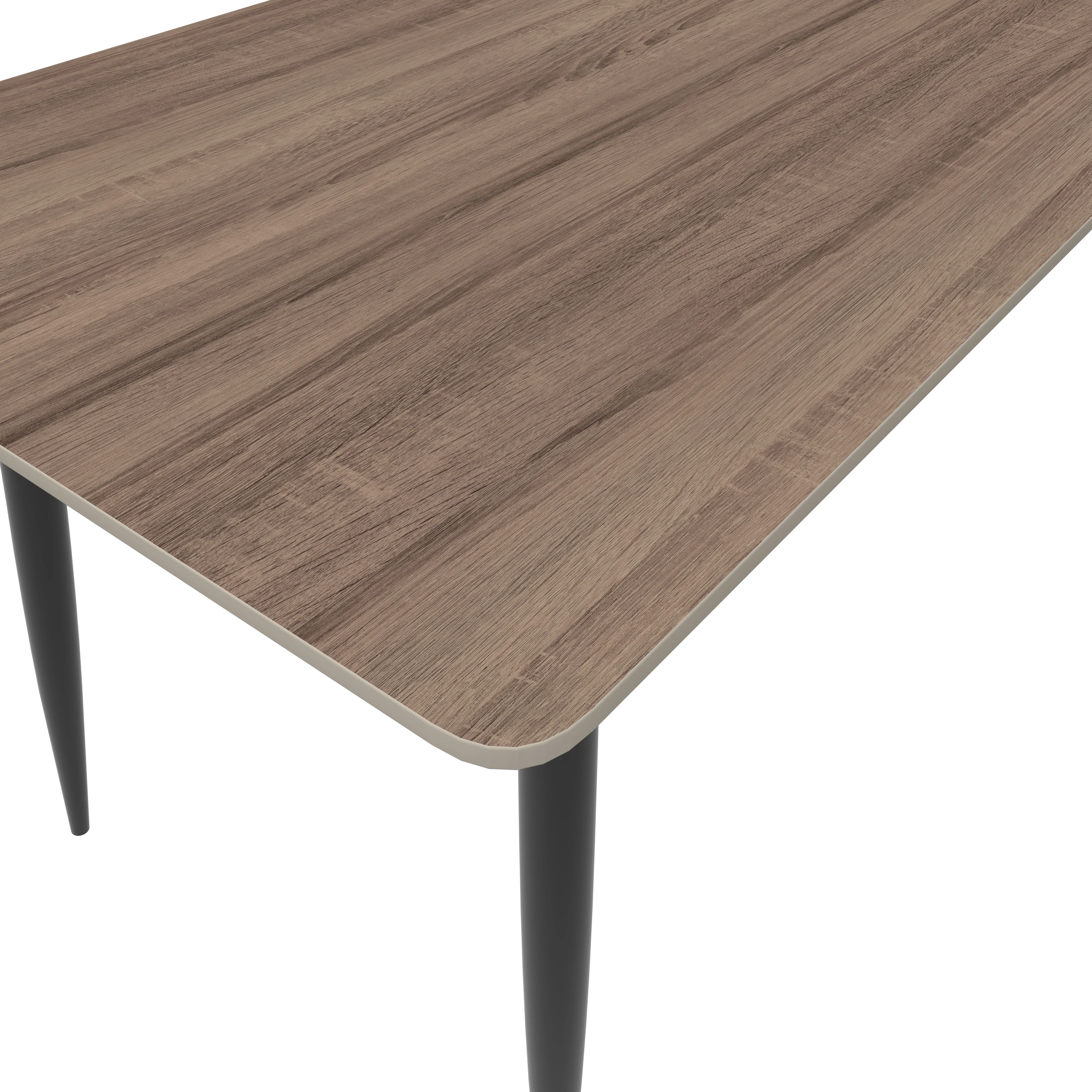 Zayle 55" Rectangle Sintered Stone Dining Table in Red Oak with Black Base