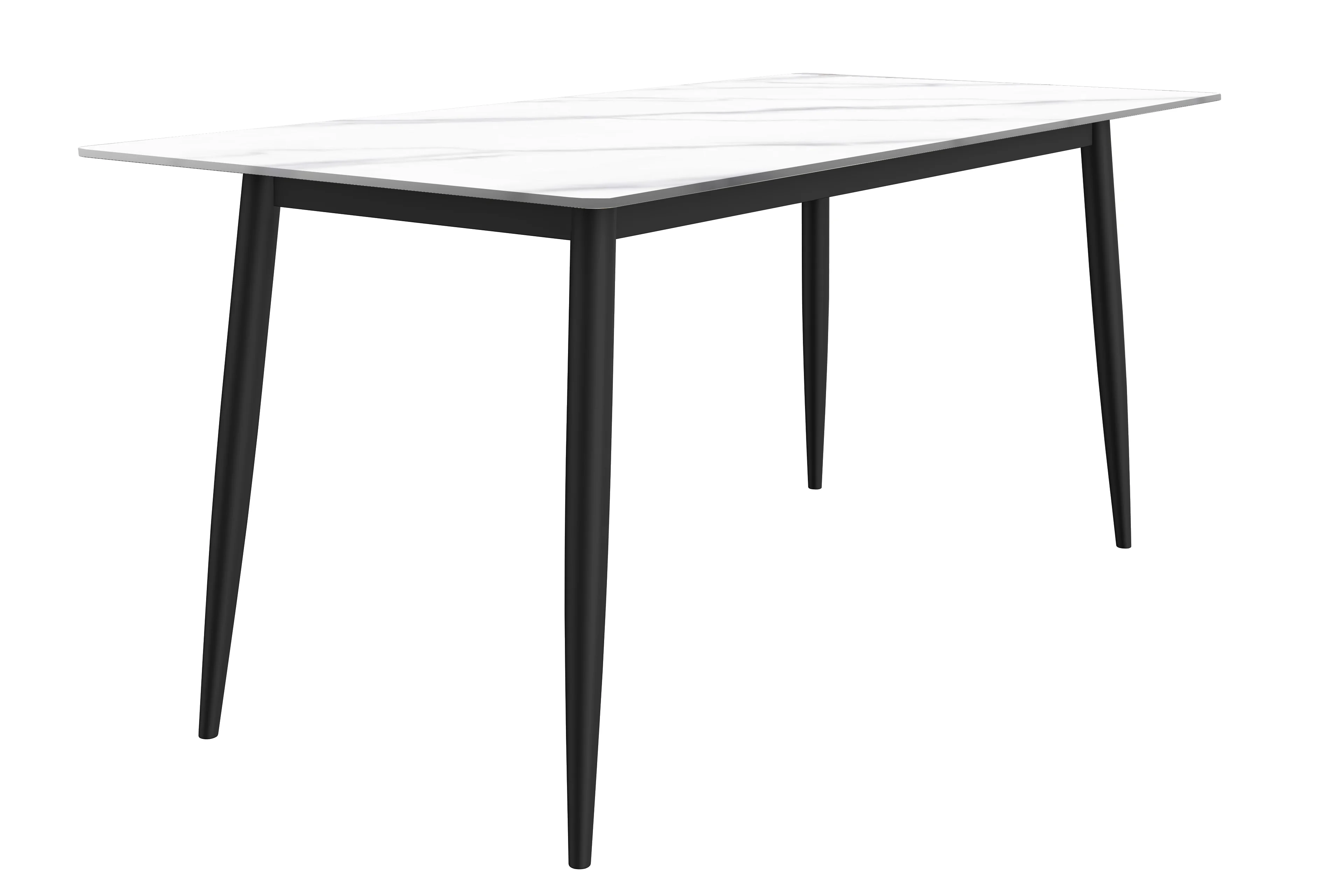 Zayle Series Modern Dining Table Black Base, With 55 White Sintered Stone Top