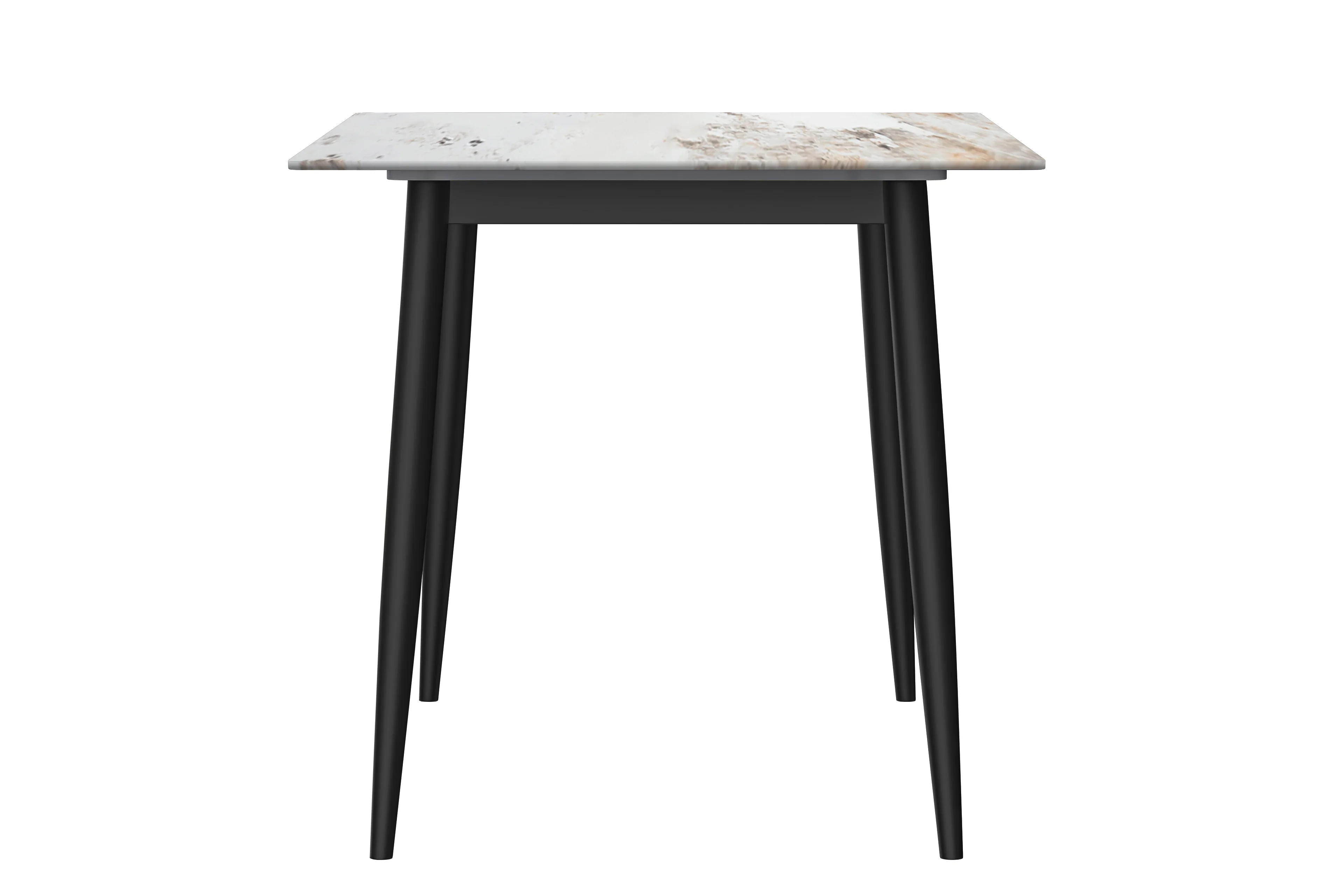 Zayle Series Modern Dining Table Black Base, With 62 White Grey Sintered Stone Top