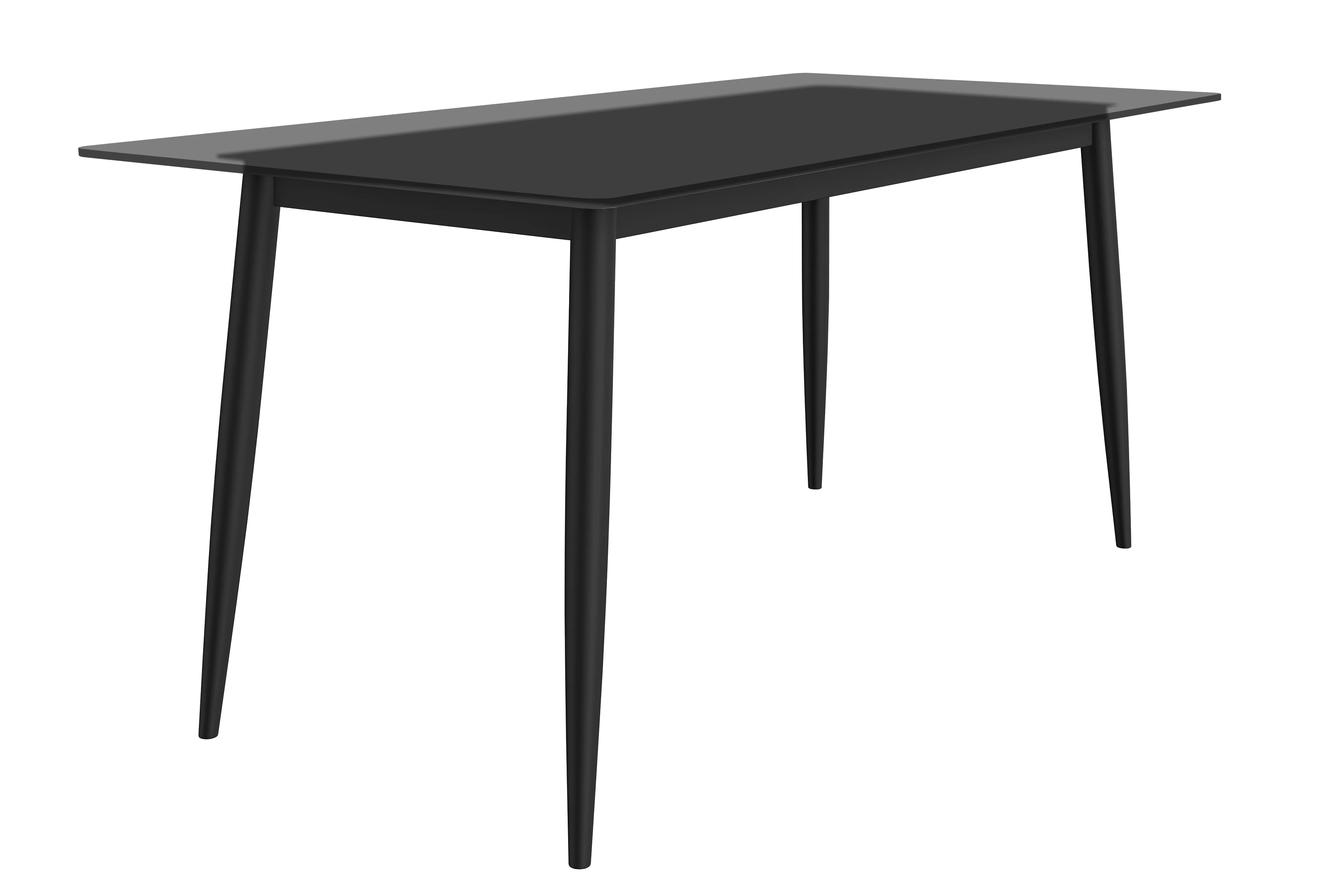 Zayle Series Modern Dining Table Black Base, With 62 Clear Glass Top