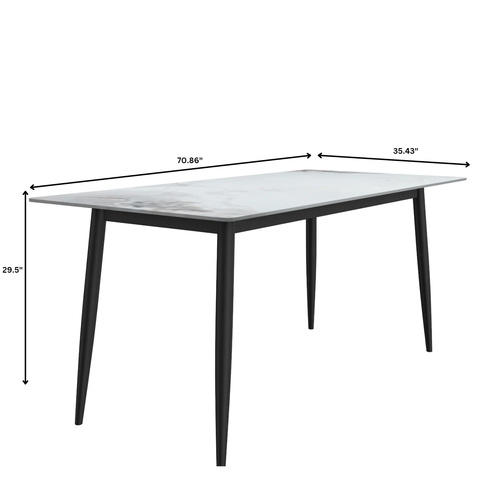 Zayle Series Modern Dining Table Black Base, With 62 Medium Grey Sintered Stone Top