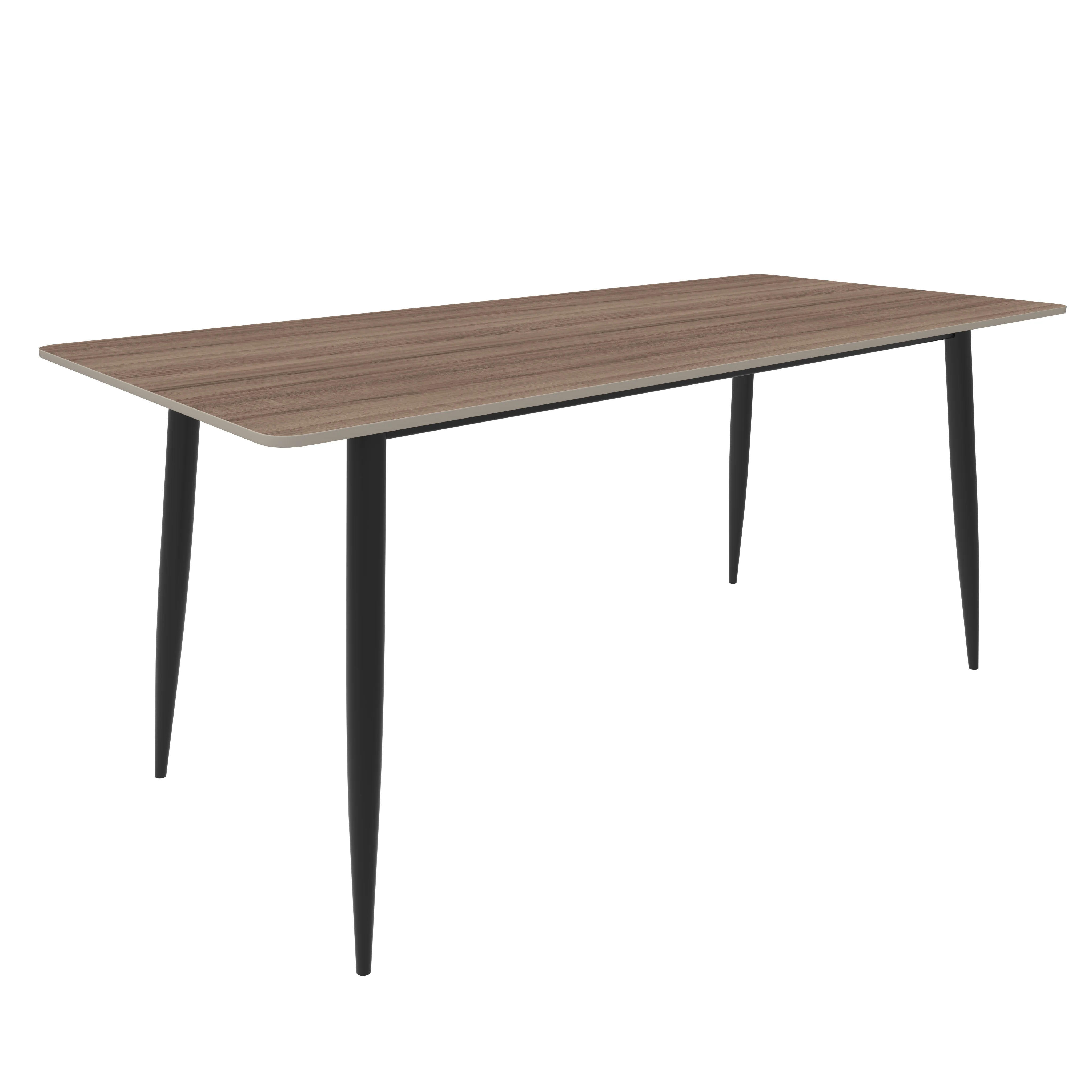 Zayle 62" Rectangle Sintered Stone Dining Table in Red Oak with BLack Base