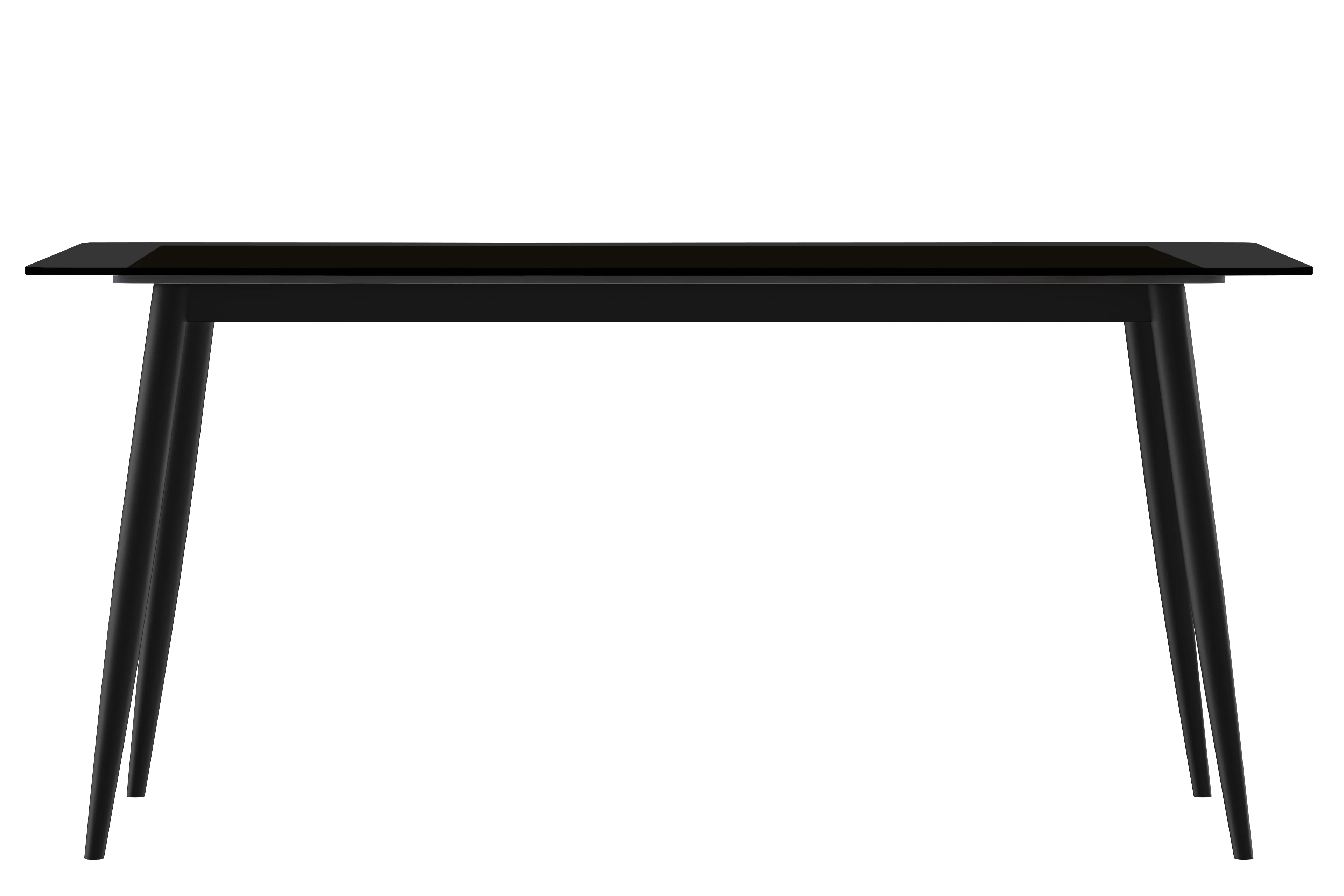 Zayle Series Modern Dining Table Black Base, With 71 Black Glass Top