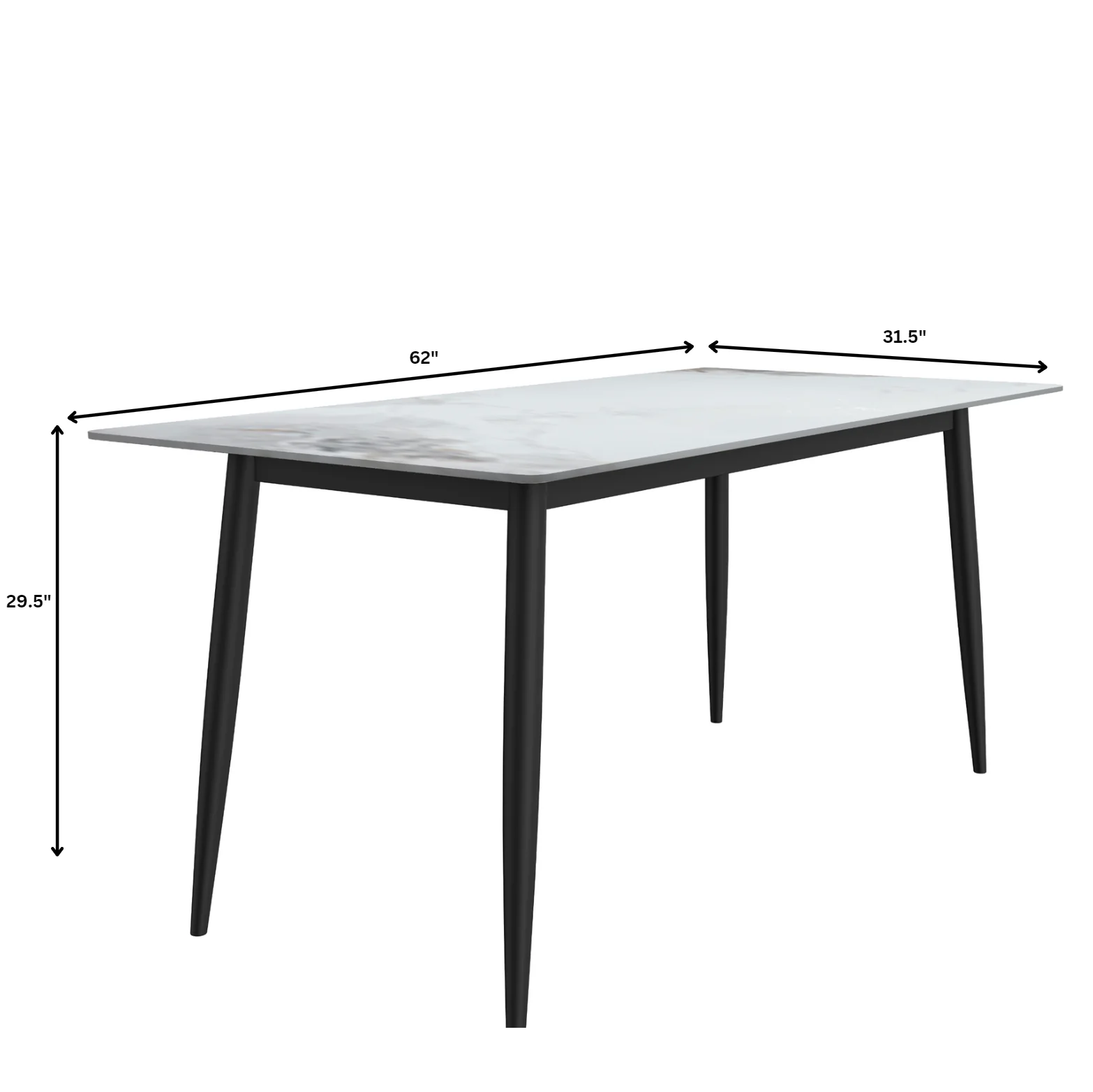 Zayle Series Modern Dining Table Black Base, With 71 Medium Grey Sintered Stone Top