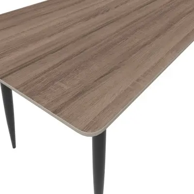 Zayle 71" Rectangle Sintered Stone Dining Table in Red Oak with BLack Base