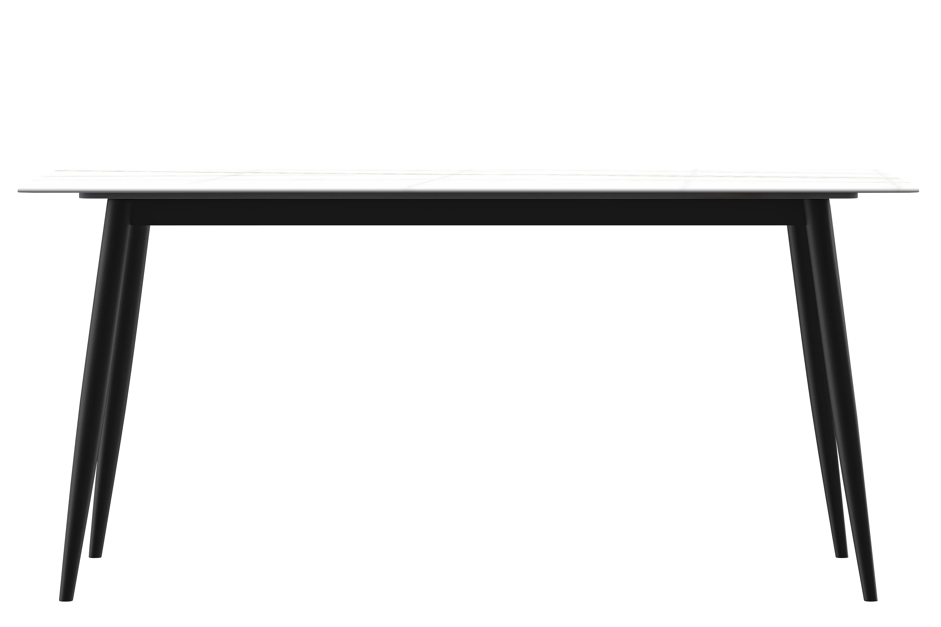 Zayle Series Modern Dining Table Black Base, With 71 White/Gold Sintered Stone Top