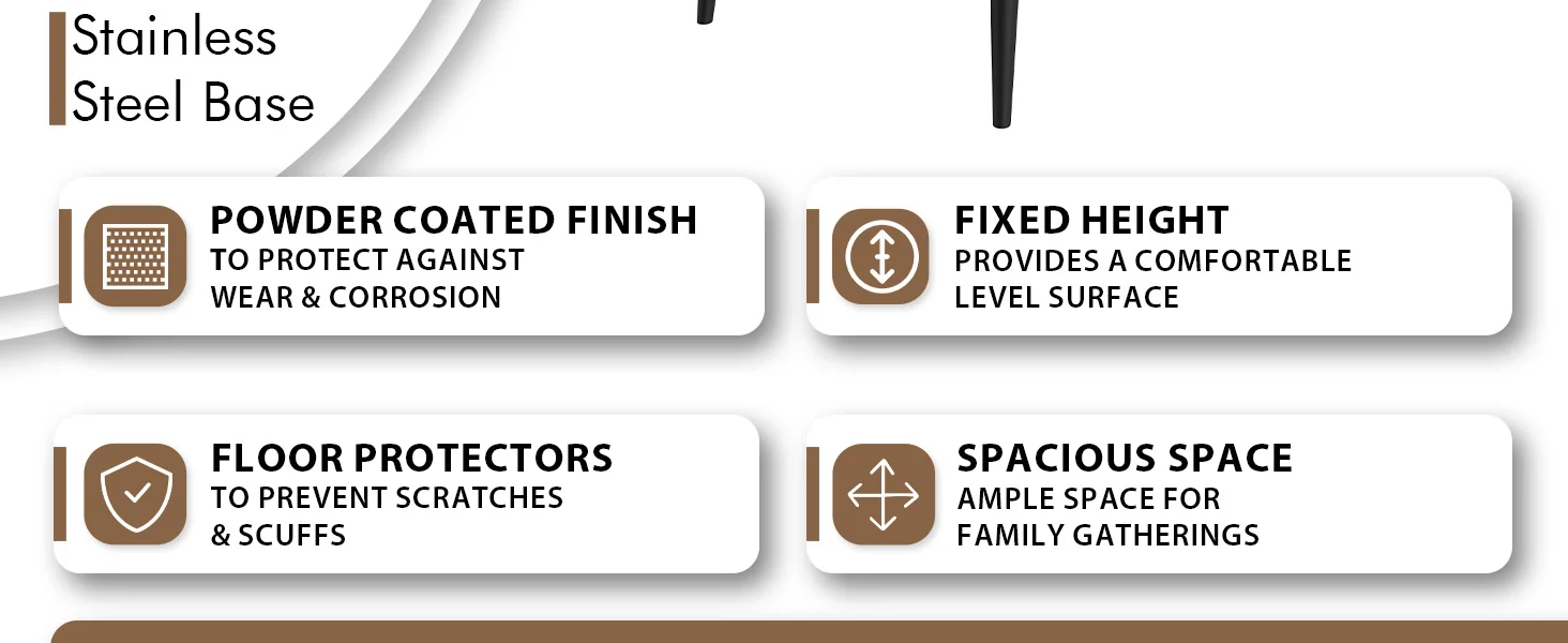 Zayle Series Modern Dining Table Black Base, With 71 White/Gold Sintered Stone Top