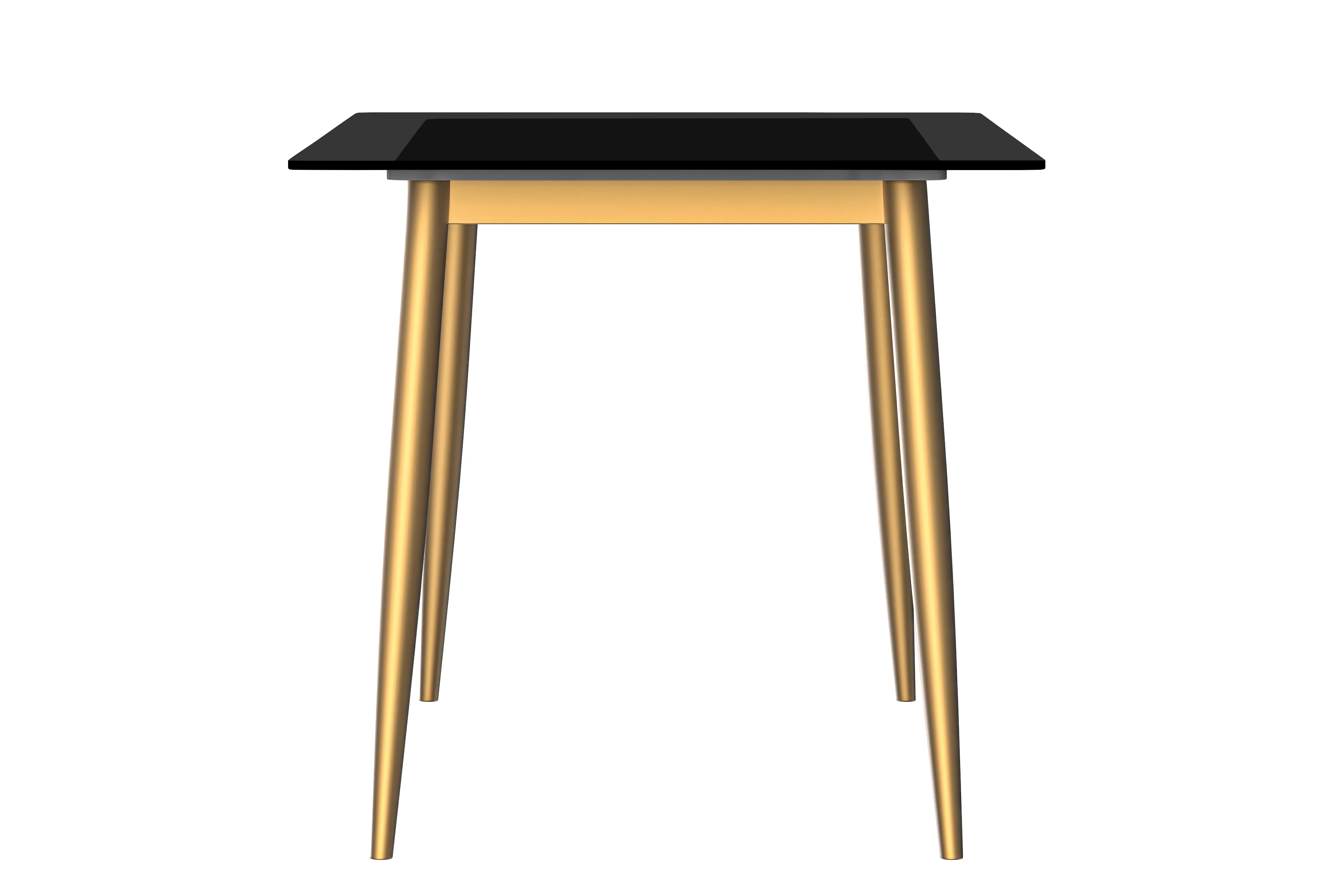 Zayle Series Modern Dining Table Brushed Gold Base, With 55 Black Glass Top