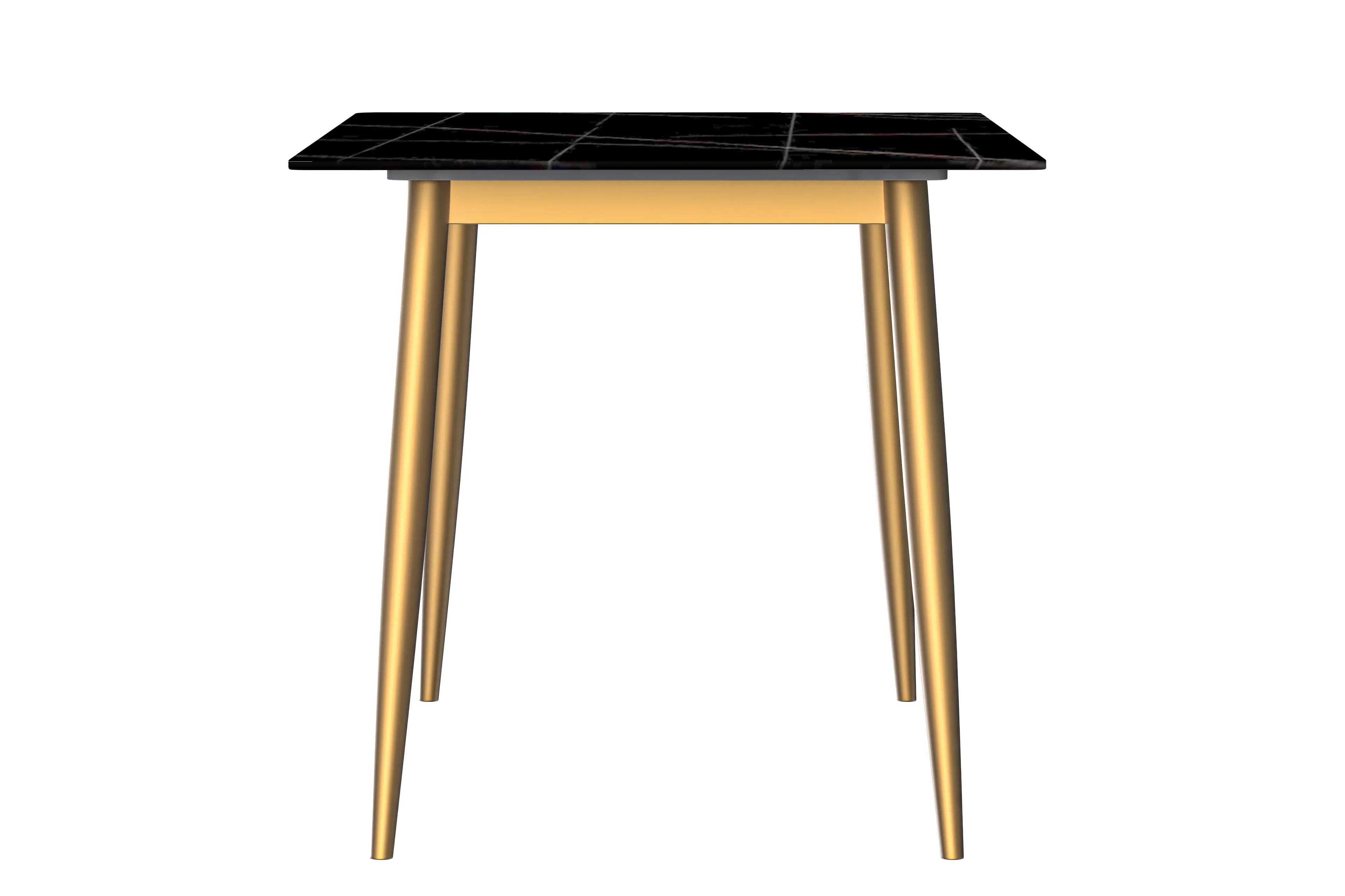 Zayle Series Modern Dining Table Brushed Gold Base, With 55 Black/Gold Sintered Stone Top