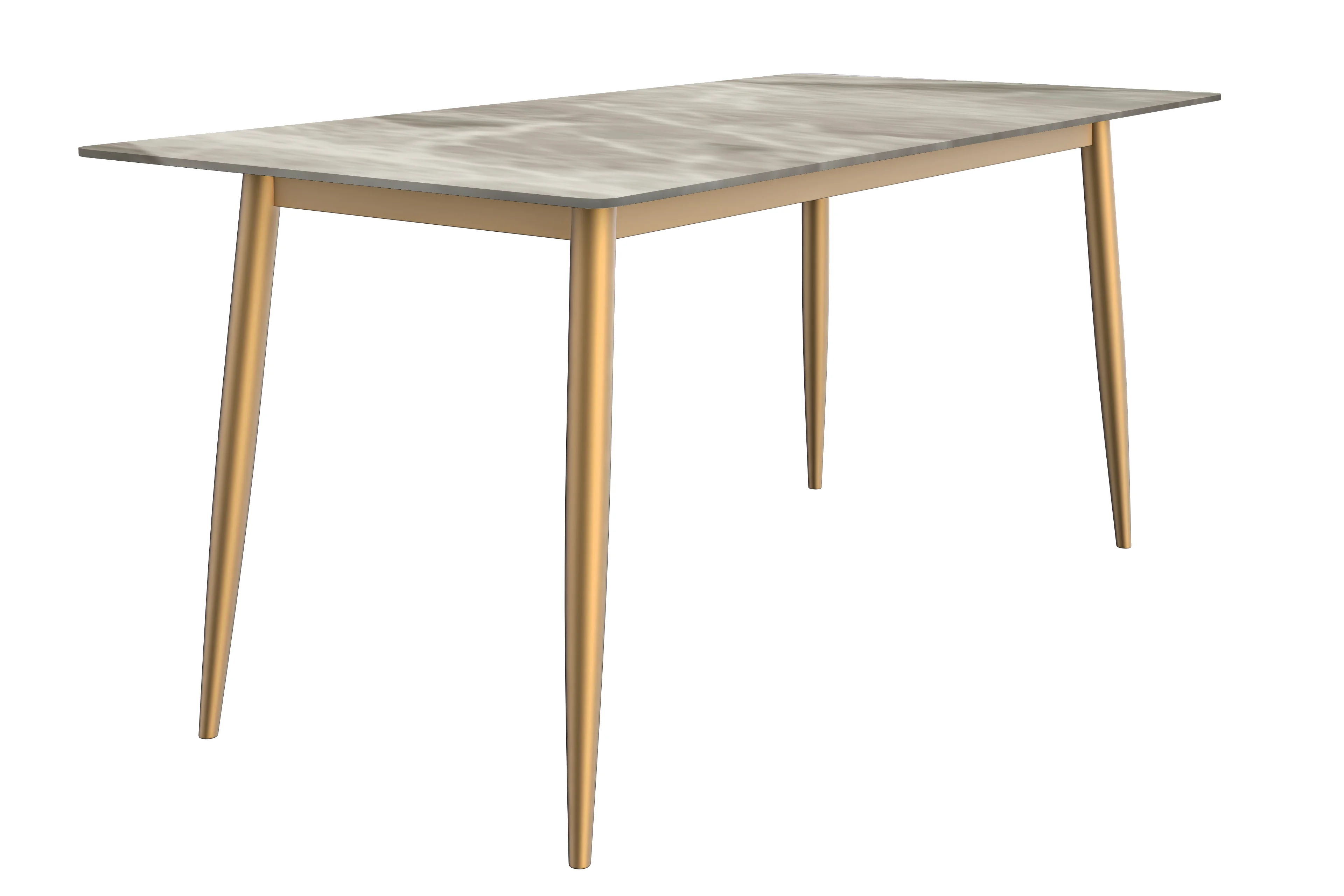 Zayle Series Modern Dining Table Brushed Gold Base, With 55 Deep Grey Sintered Stone Top
