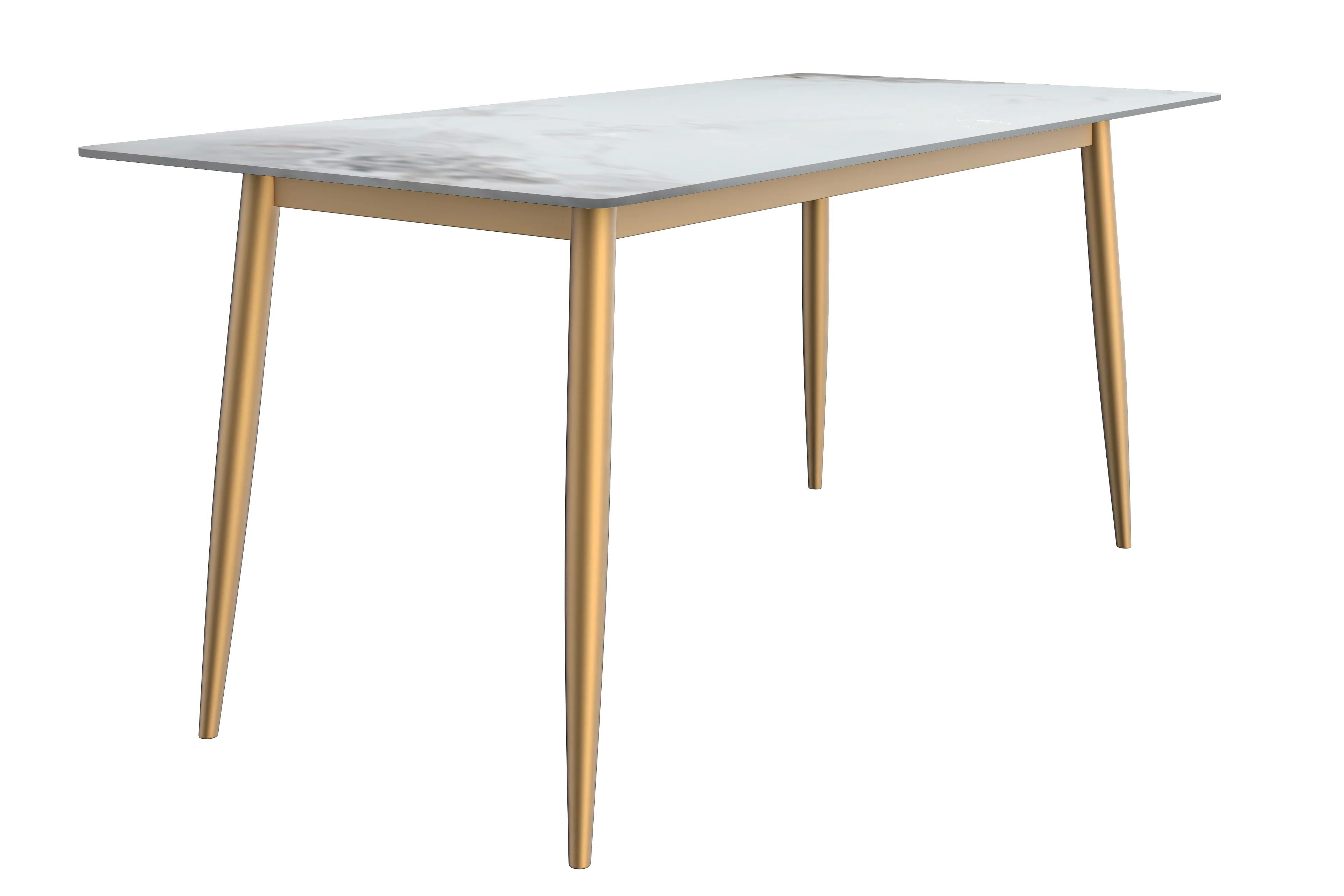 Zayle Series Modern Dining Table Brushed Gold Base, With 55 Medium Grey Sintered Stone Top
