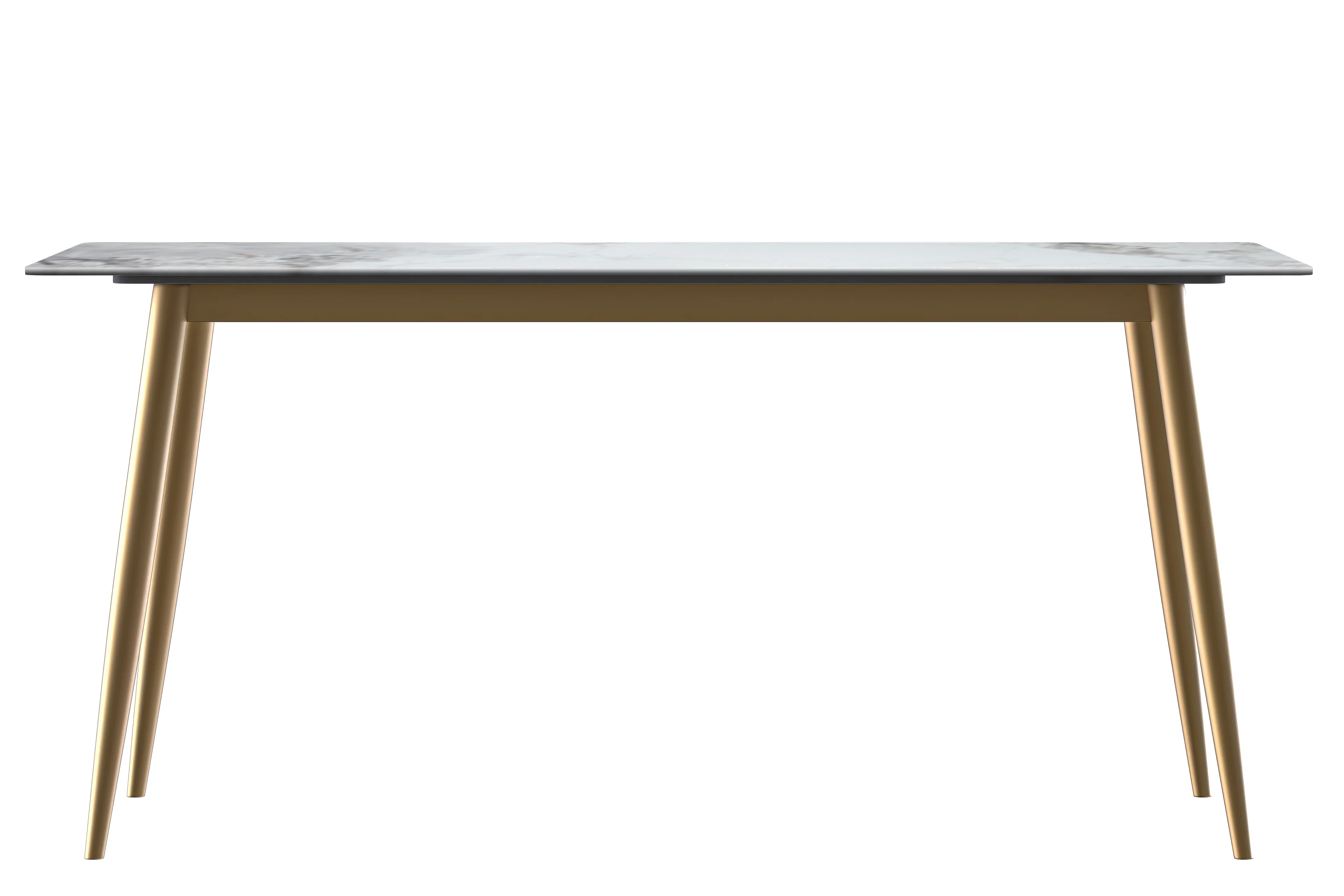 Zayle Series Modern Dining Table Brushed Gold Base, With 55 Medium Grey Sintered Stone Top