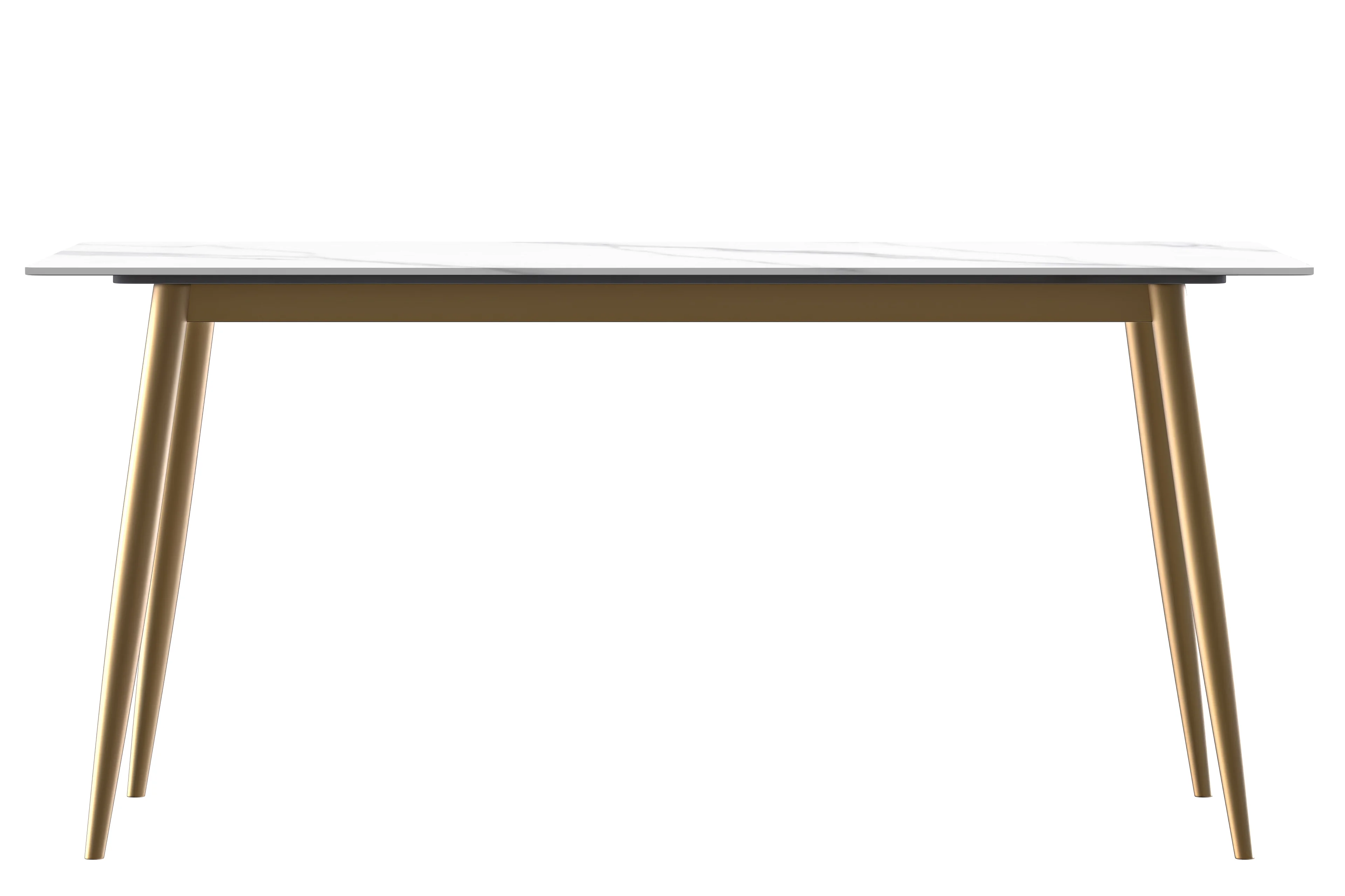 Zayle Series Modern Dining Table Brushed Gold Base, With 55 White Sintered Stone Top