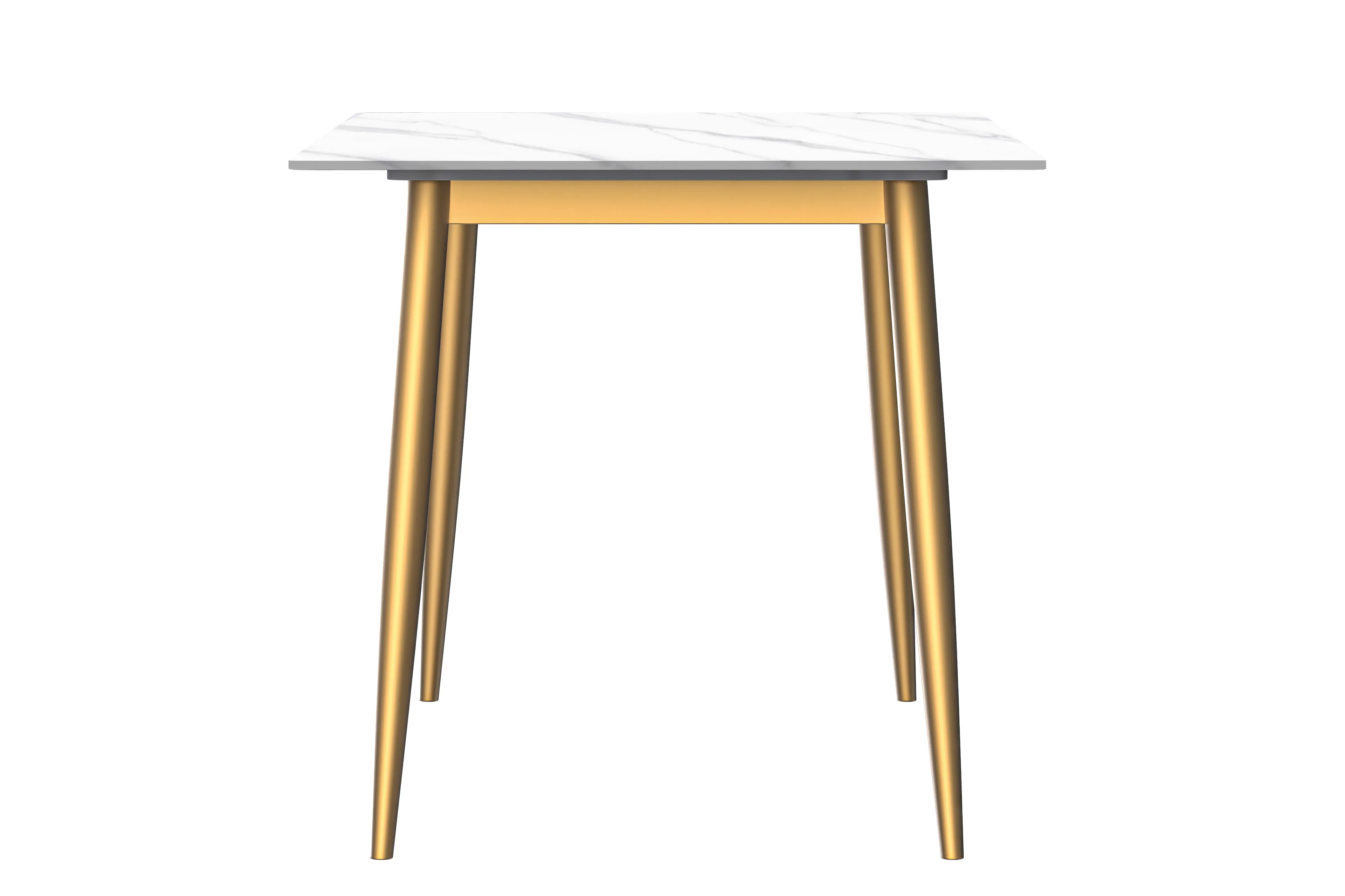 Zayle Series Modern Dining Table Brushed Gold Base, With 55 White Sintered Stone Top