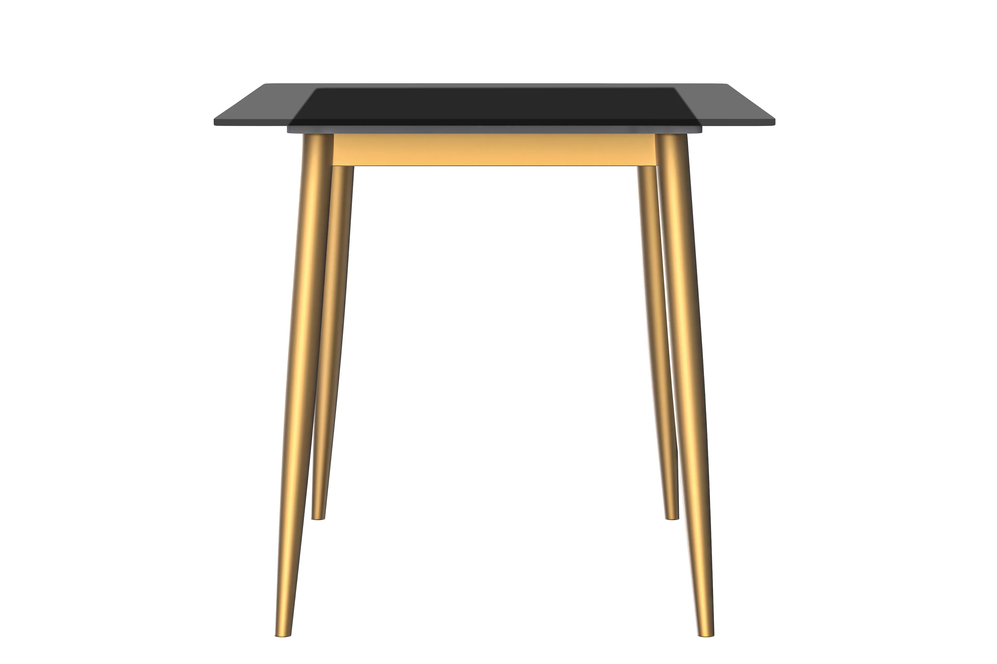 Zayle Series Modern Dining Table Brushed Gold Base, With 62 Clear Glass Top