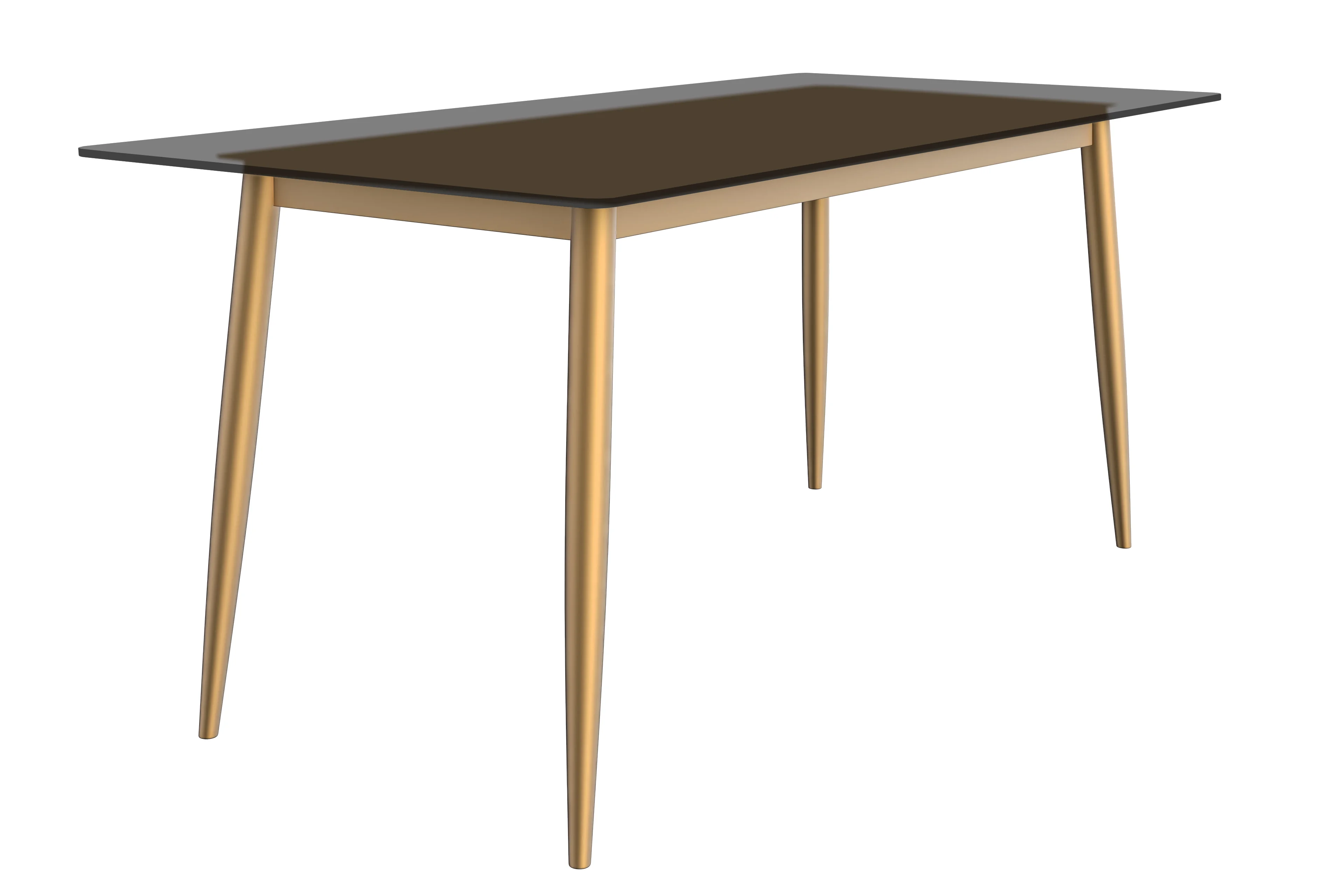 Zayle Series Modern Dining Table Brushed Gold Base, With 62 Clear Glass Top