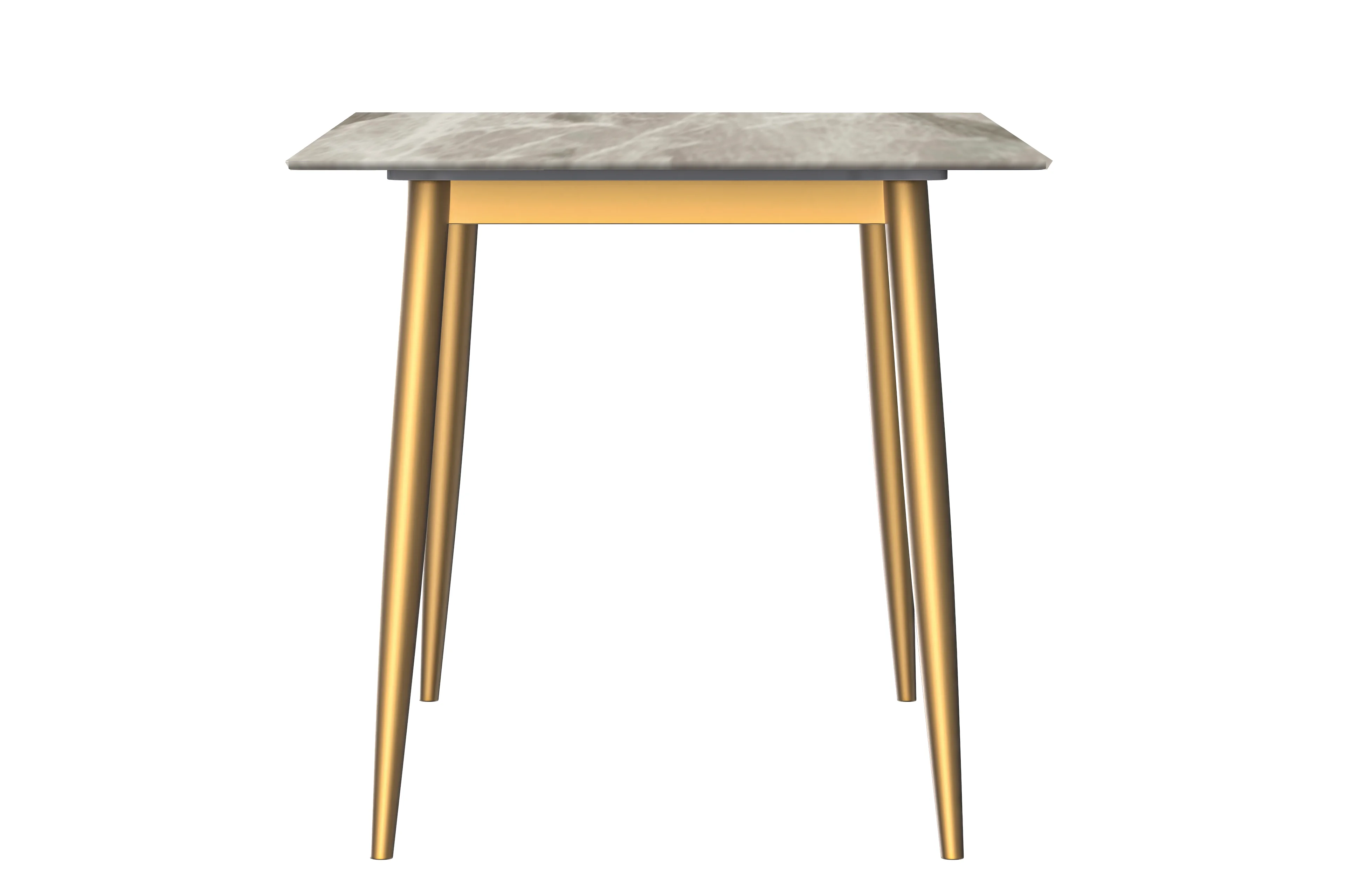 Zayle Series Modern Dining Table Brushed Gold Base, With 62 Deep Grey Sintered Stone Top