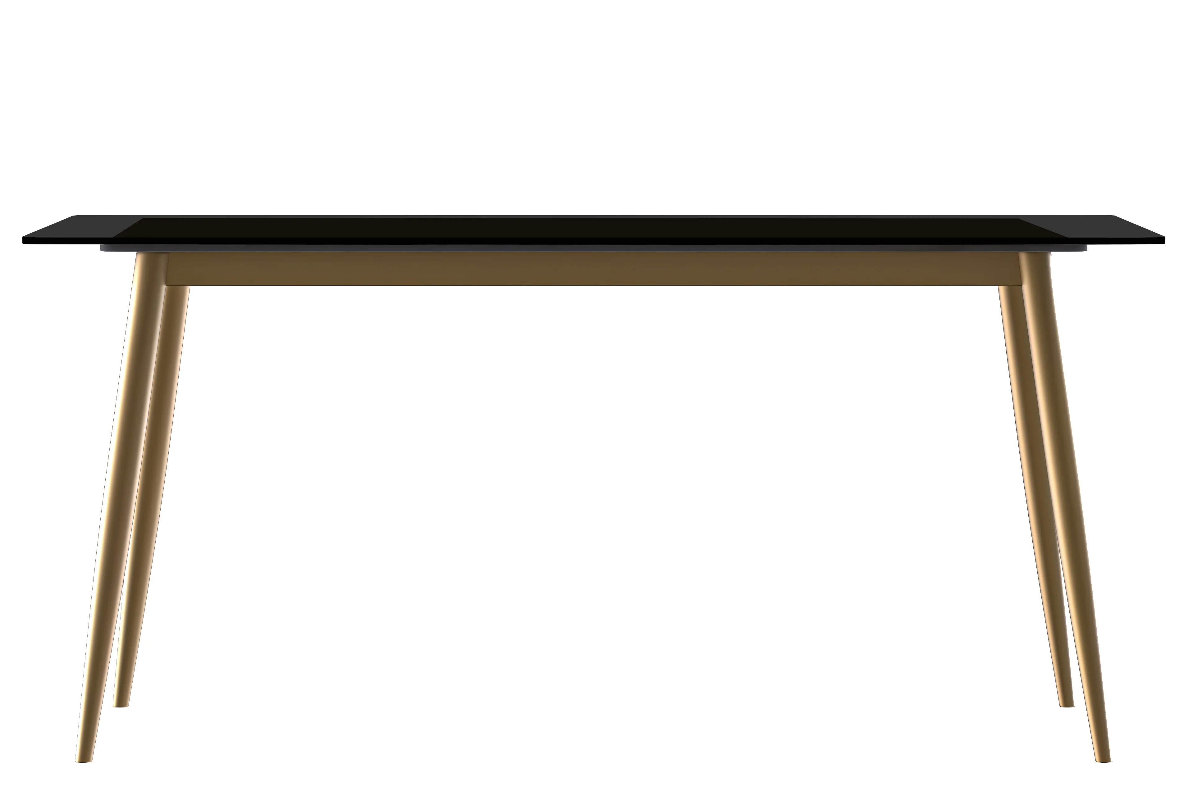 Zayle Series Modern Dining Table Brushed Gold Base, With 71 Black Glass Top