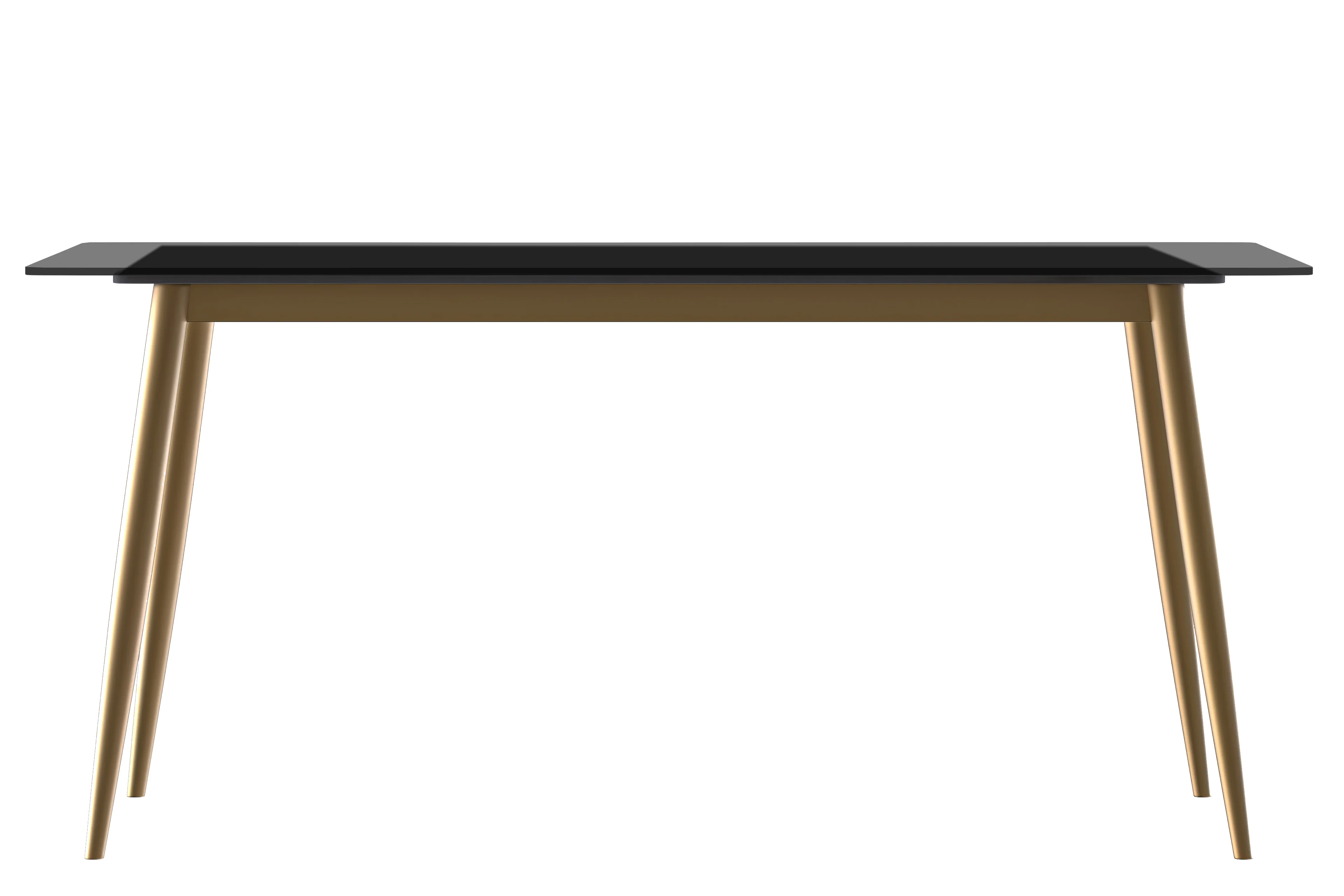 Zayle Series Modern Dining Table Brushed Gold Base, With 71 Clear Glass Top