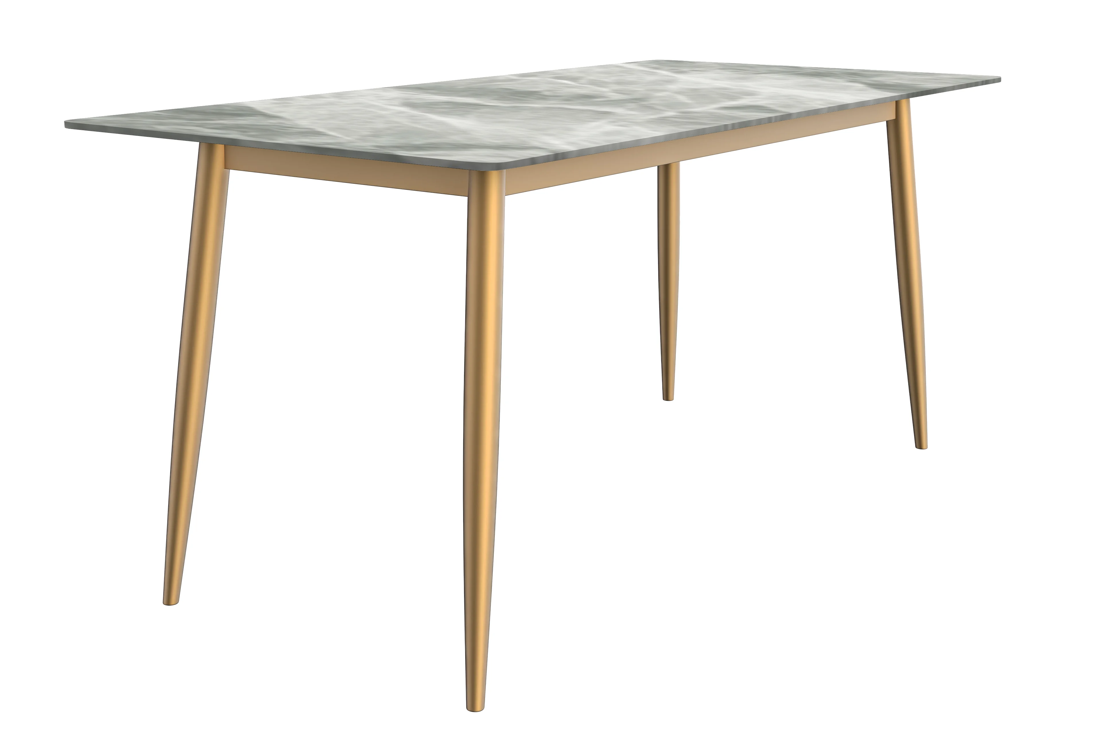 Zayle Series Modern Dining Table Brushed Gold Base, With 71 Light Grey Sintered Stone Top