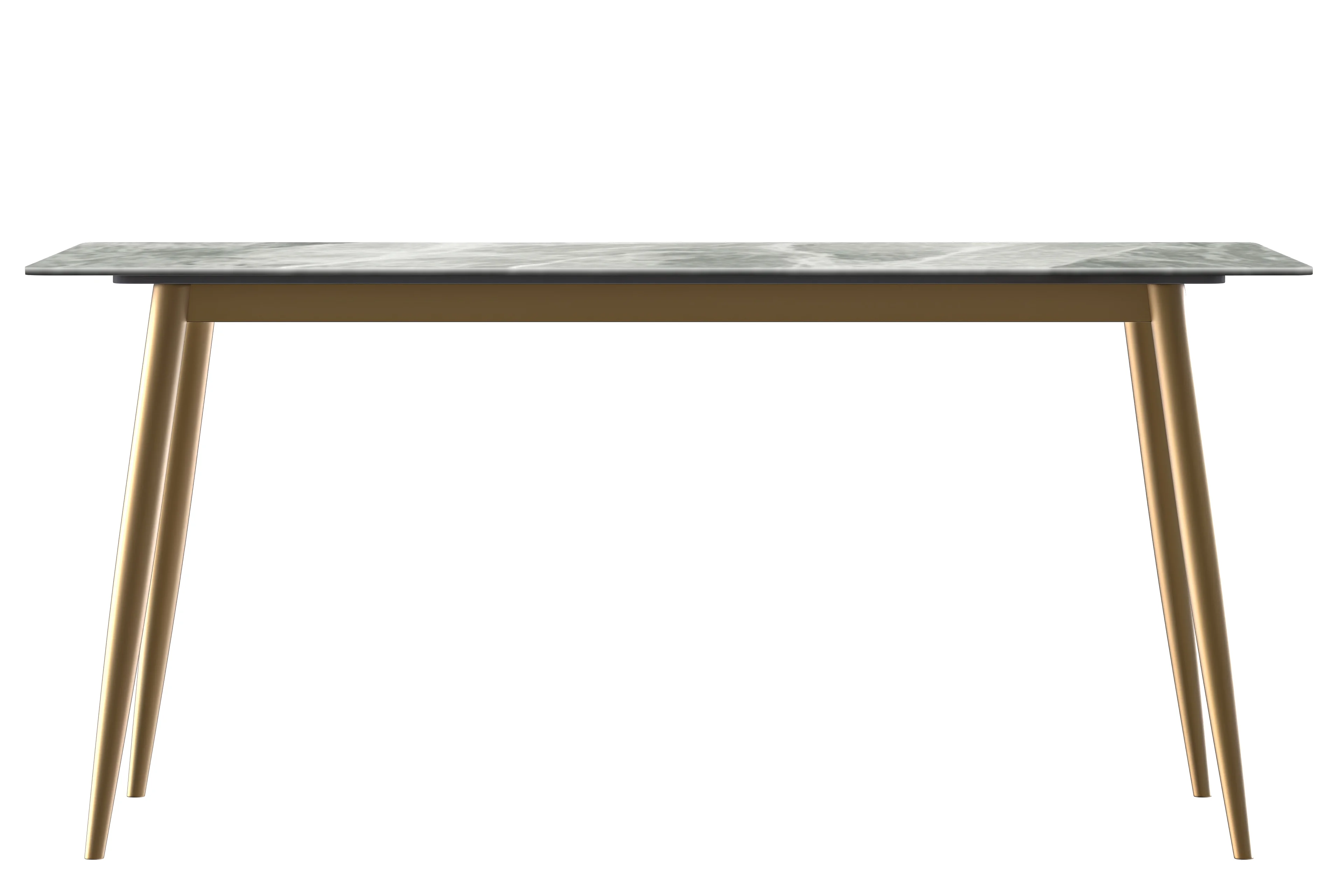 Zayle Series Modern Dining Table Brushed Gold Base, With 71 Light Grey Sintered Stone Top