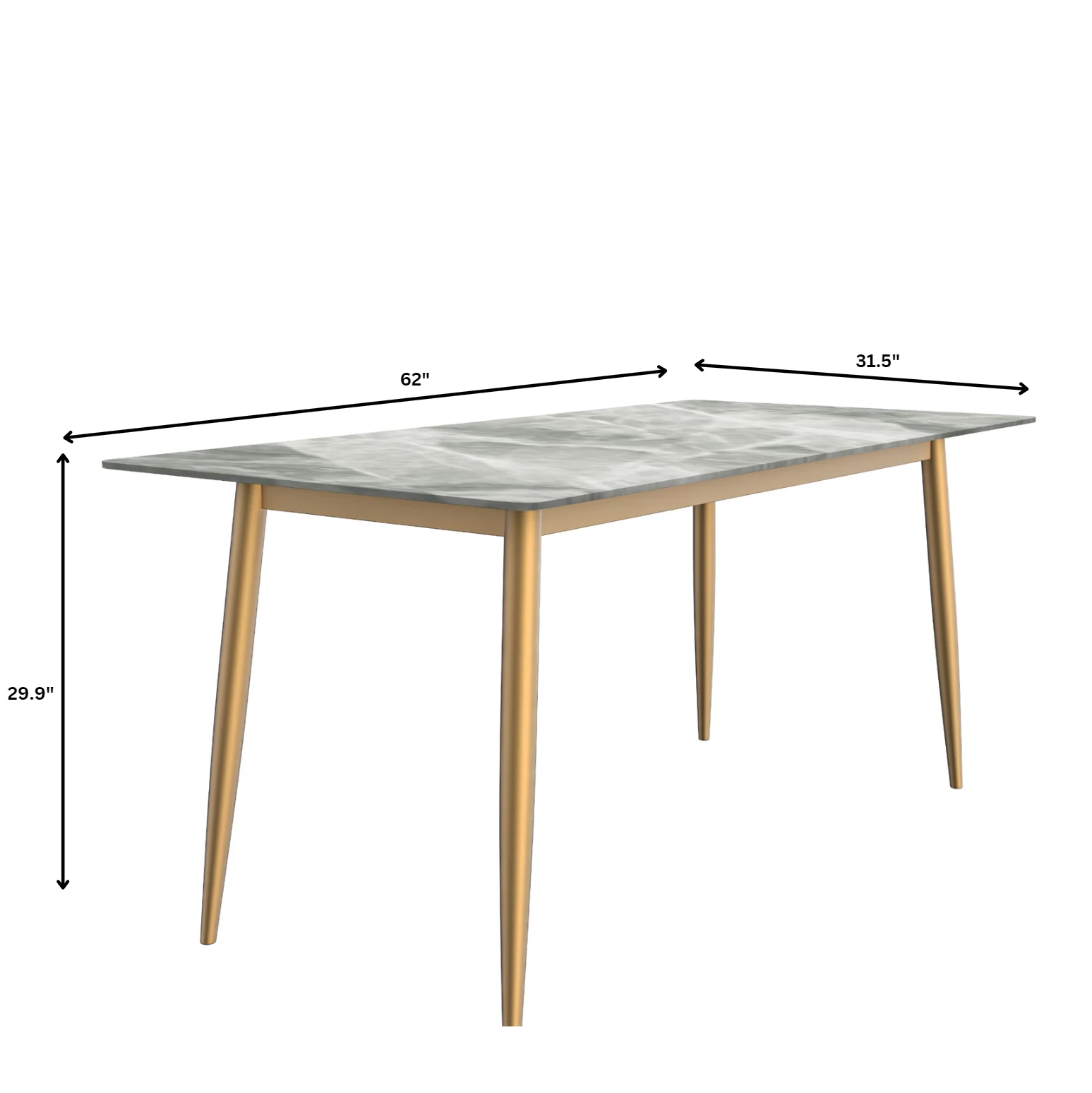 Zayle Series Modern Dining Table Brushed Gold Base, With 71 Light Grey Sintered Stone Top