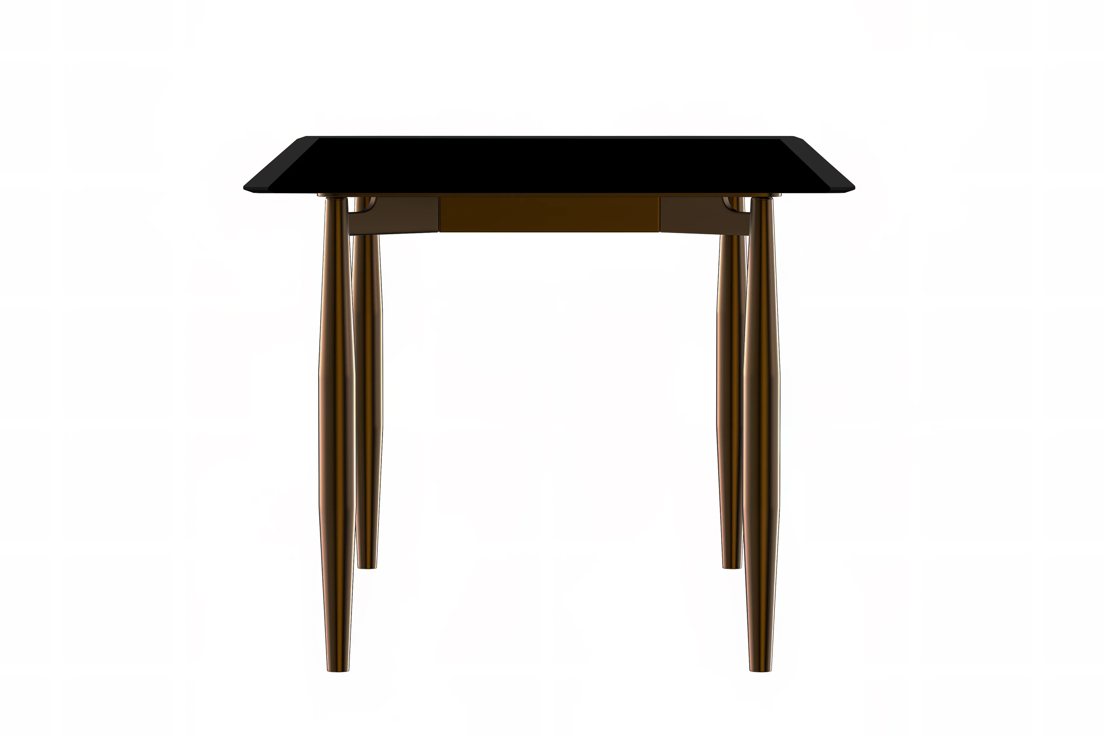 Zinti Series Modern Dining Table Bronze Base, With 55" Black Glass Top