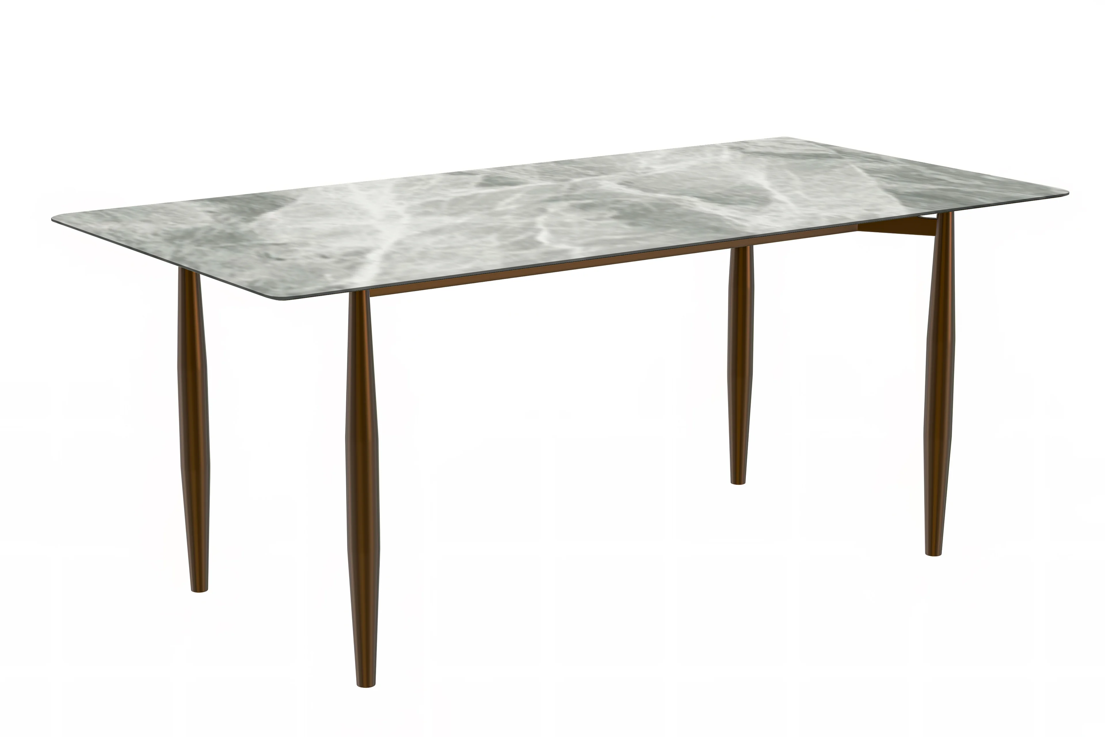 Zinti Series Modern Dining Table Bronze Base, With 55" Light Grey Sintered Stone Top
