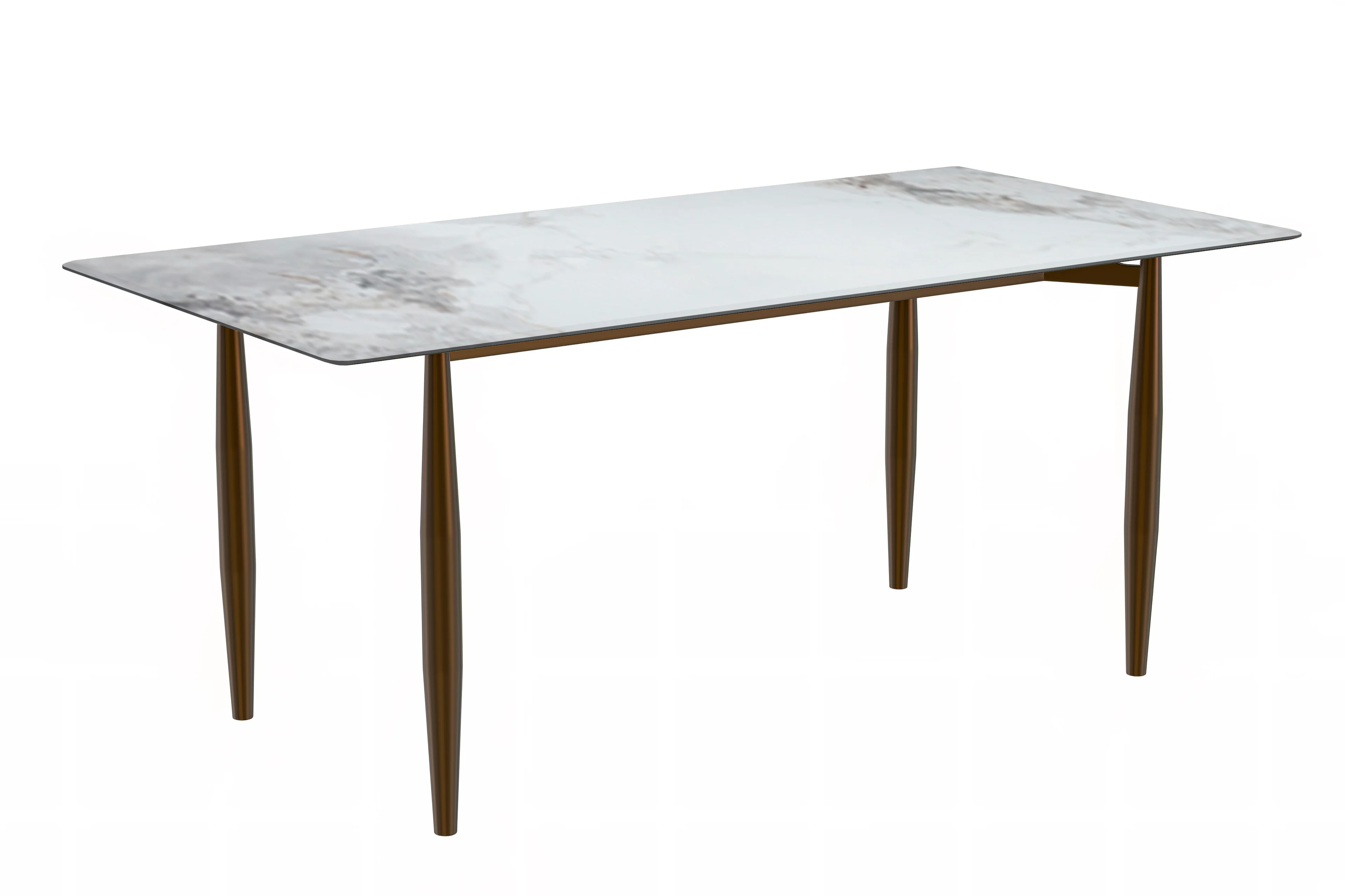Zinti Series Modern Dining Table Bronze Base, With 55" Medium Grey Sintered Stone Top