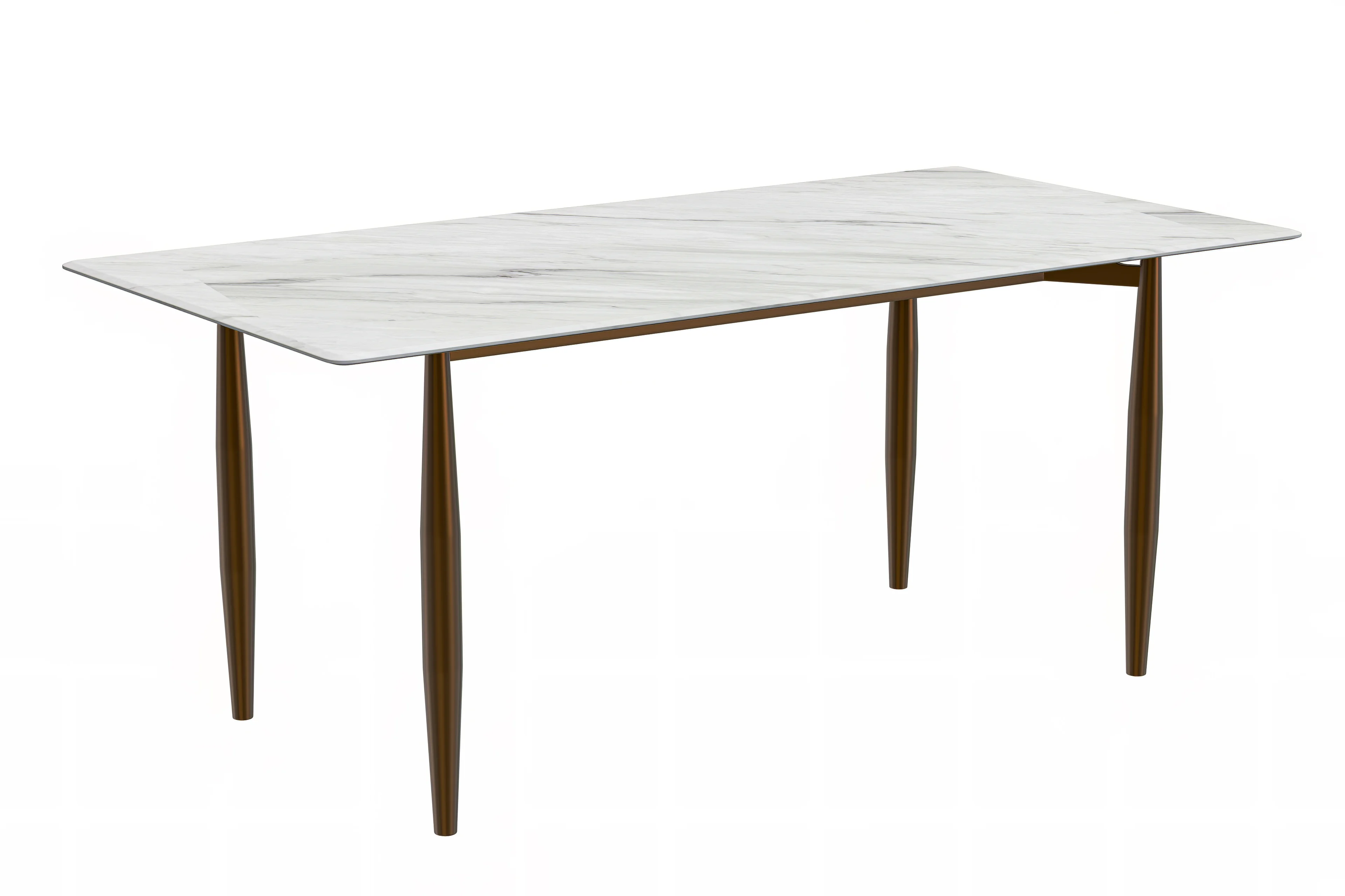 Zinti Series Modern Dining Table Bronze Base, With 55" White Sintered Stone Top